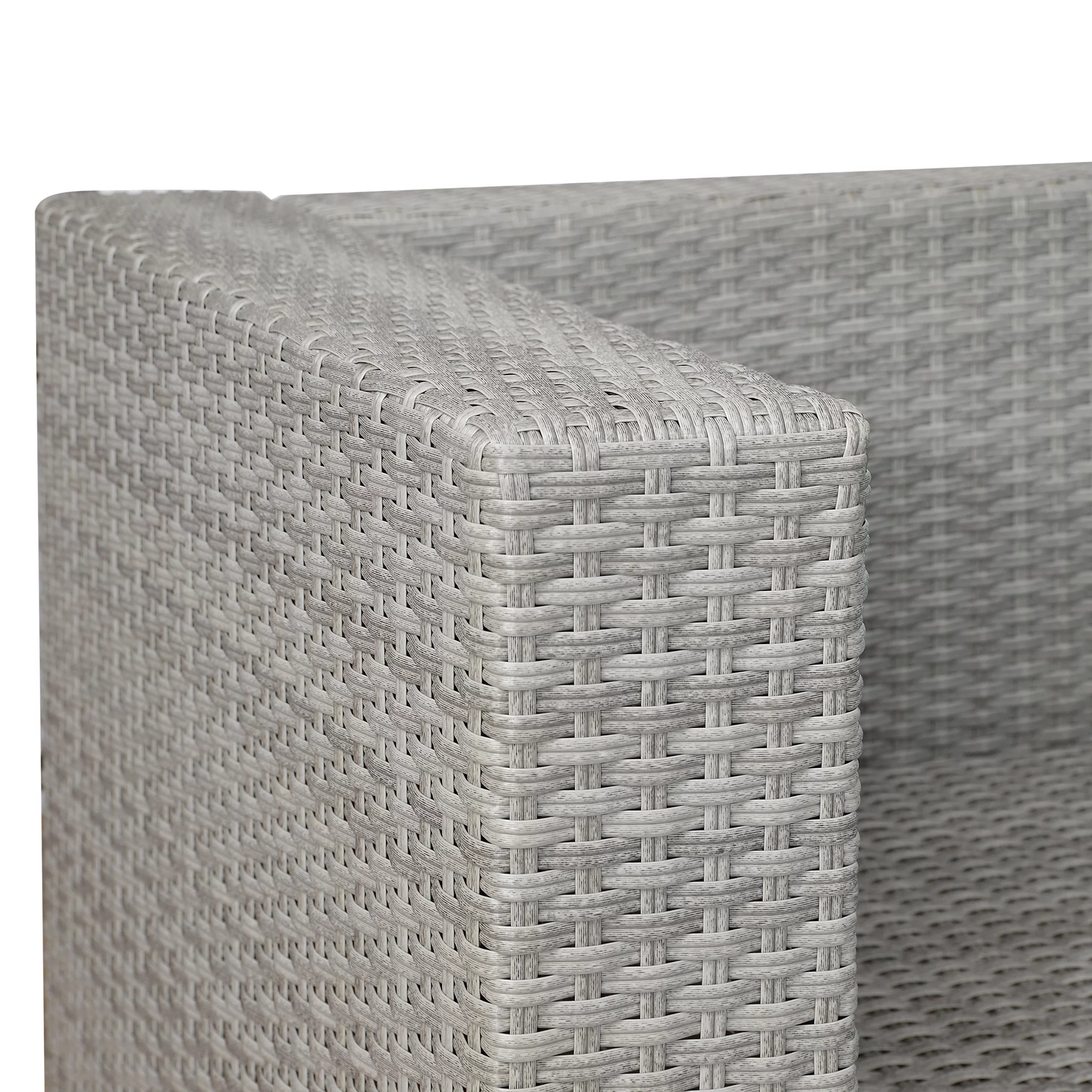 Dcenta  Garden Patio Furniture 2-Piece PE Rattan Wicker Sectional Cushioned Sofa Chair with Cushions