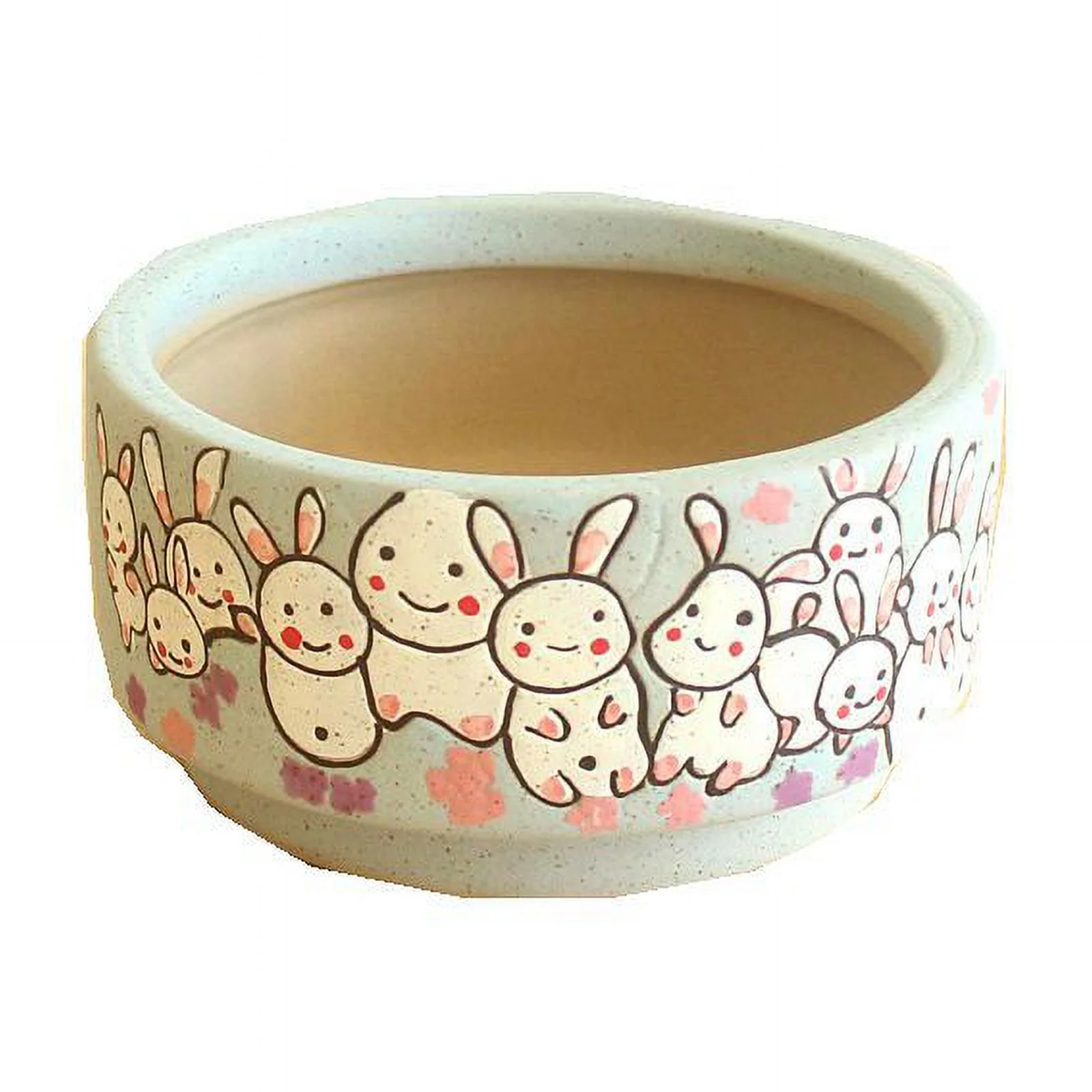 Hand-painted Rabbit Succulent Planter - Korean Style Ceramic Flower Pot for Desktop