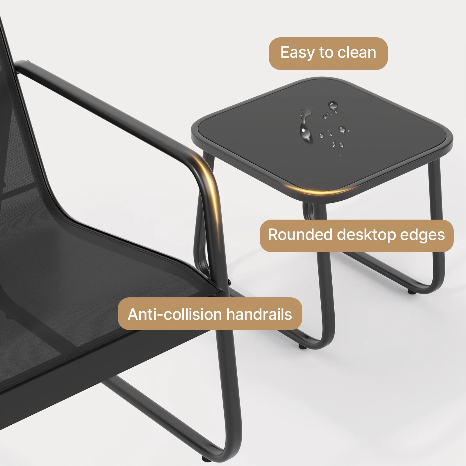 Outdoor Furniture Sets Clearance, Patio Chairs Set with Tempered Glass Coffee Table with Cool Textile Fabric Seats for Patio, Lawn, Garden, Balcony, Porch