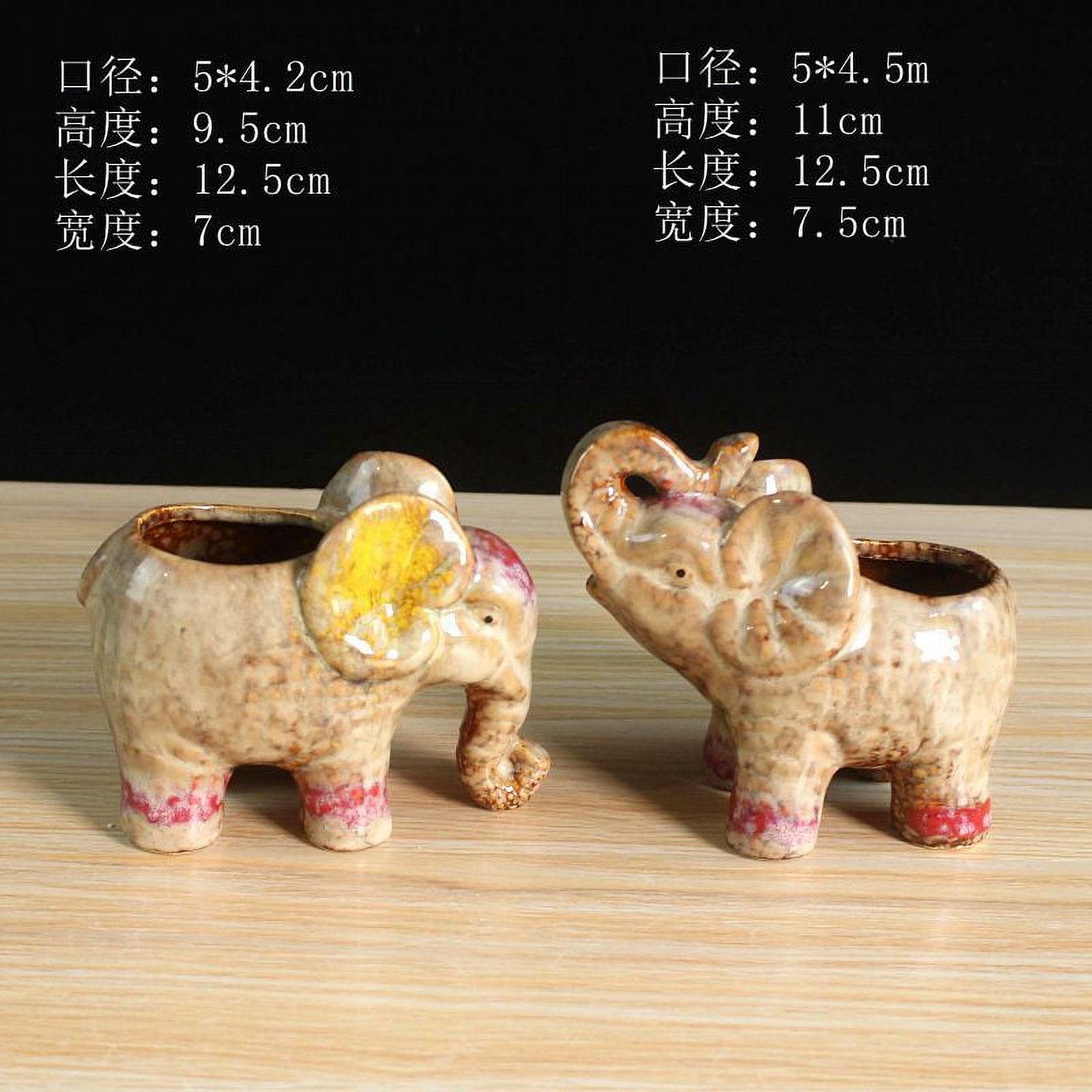 Kiln-fired Glazed Ceramic Elephant Succulent Planter - European Style Animal Pot