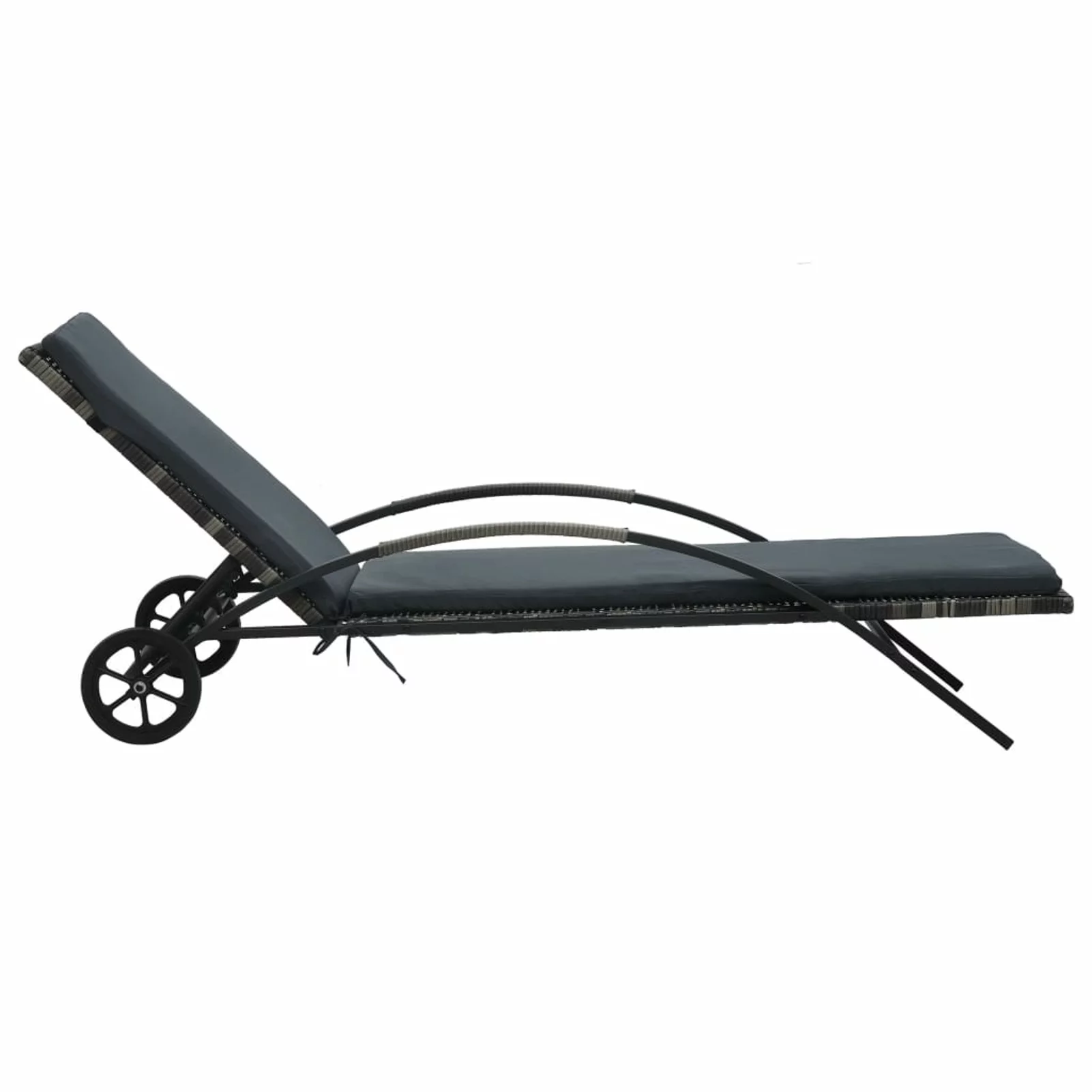 Andoer Sun Lounger with Cushion & Wheels Poly Rattan Anthracite