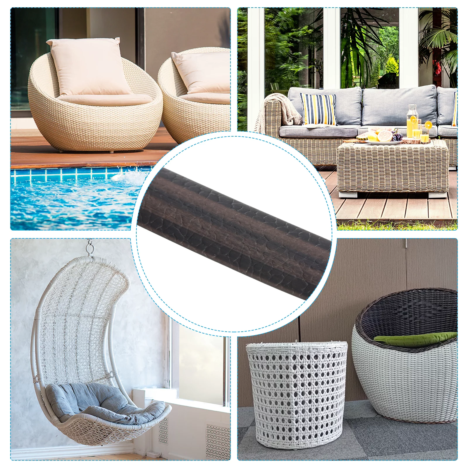 Uxcell Wicker Repair Kit, Synthetic Rattan Material Replacement DIY Set, Coffee