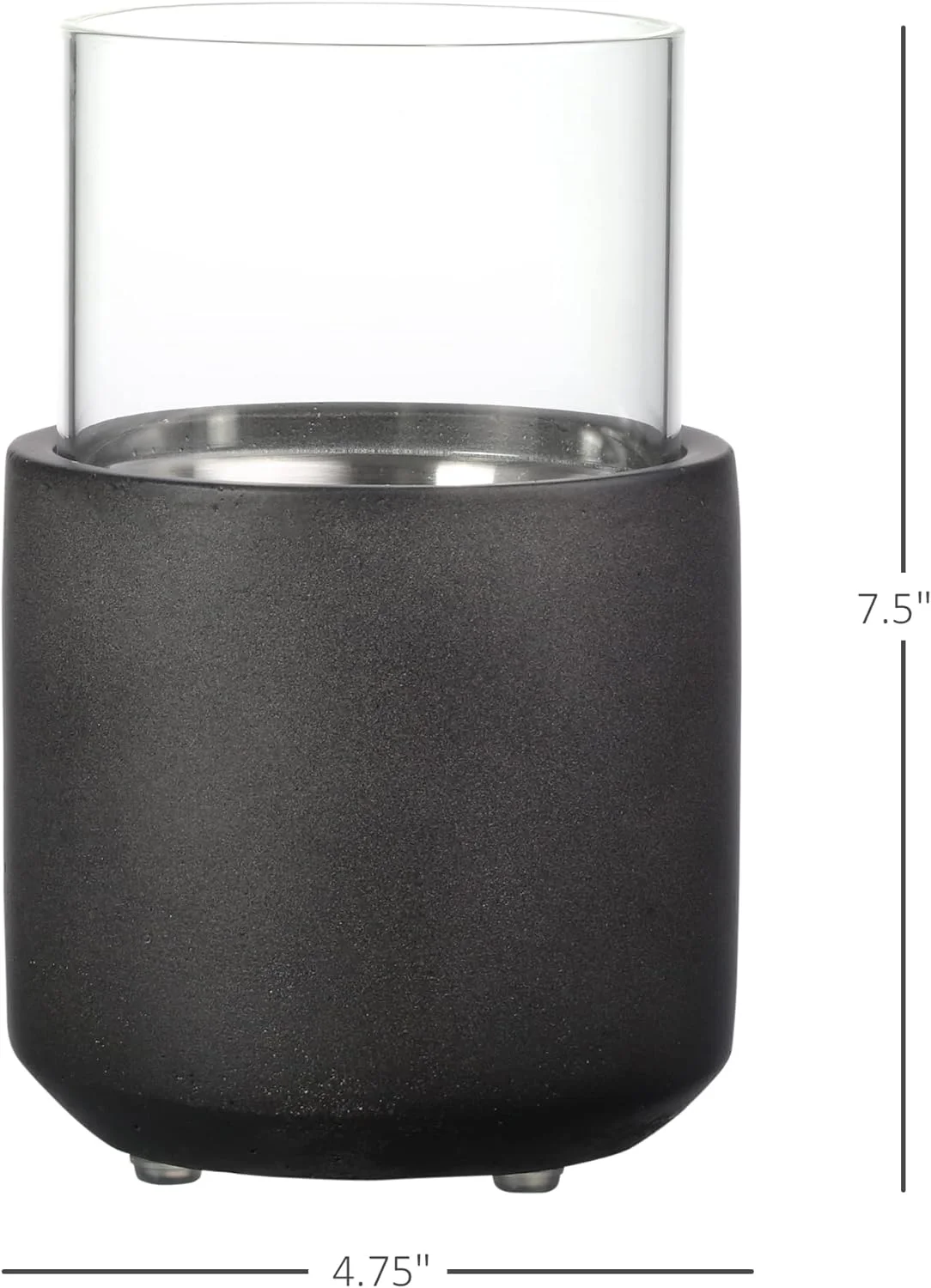 Tabletop Fireplace, Mini Concrete Ethanol Fire Bowl with Lid, Burns up with Liquid Alcohol and Solid Tablet Alcohol, Dark Grey