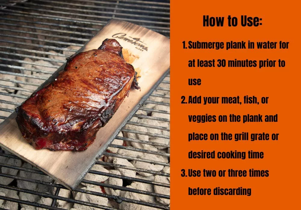 Camerons Products Grilling Planks - 2 Pack Alder - Premium 5.5 x 11.5 Alder for Barbecue Salmon, Seafood, Steak, Burgers, Pork Chops, Vegetables and More