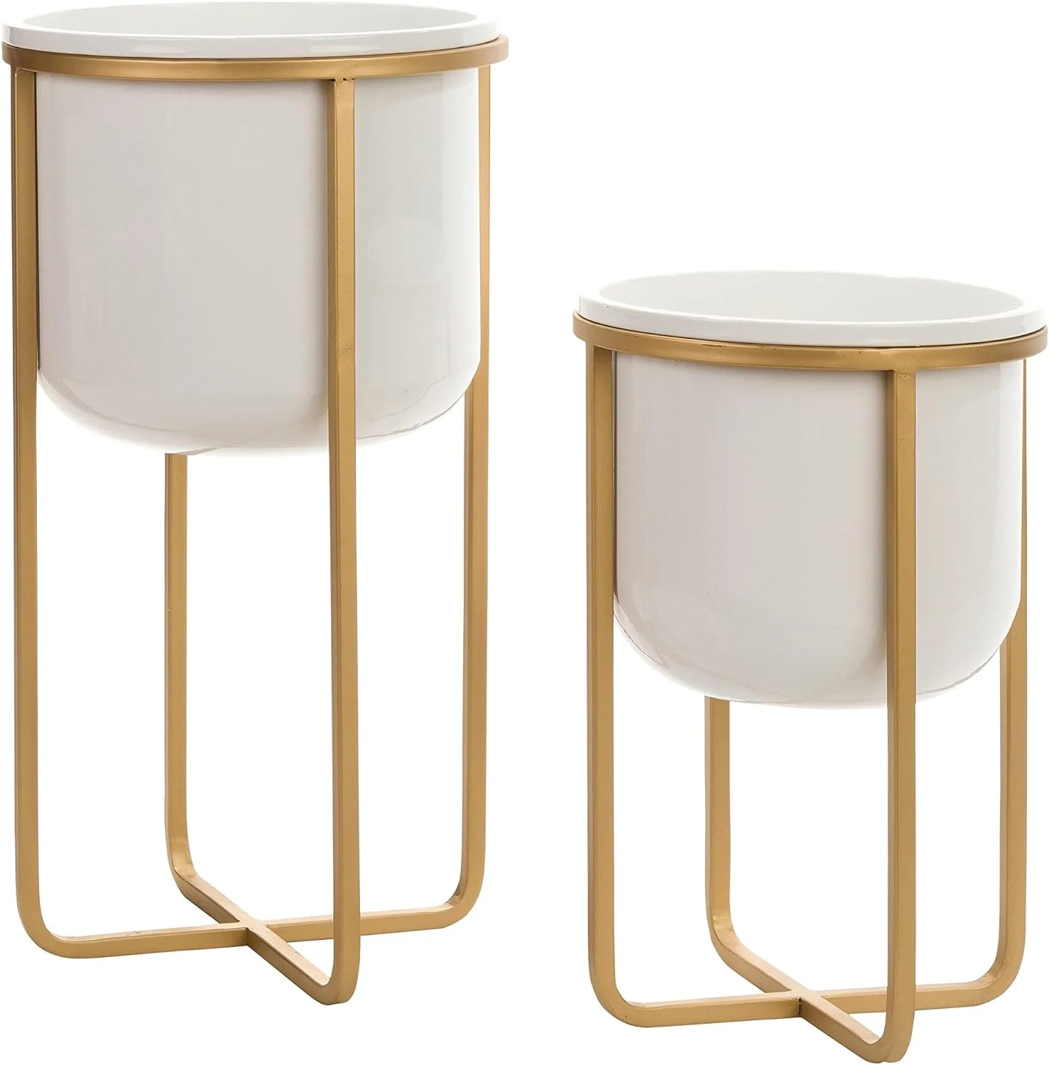 Mid Century Planters (Set of 2) White 23.5