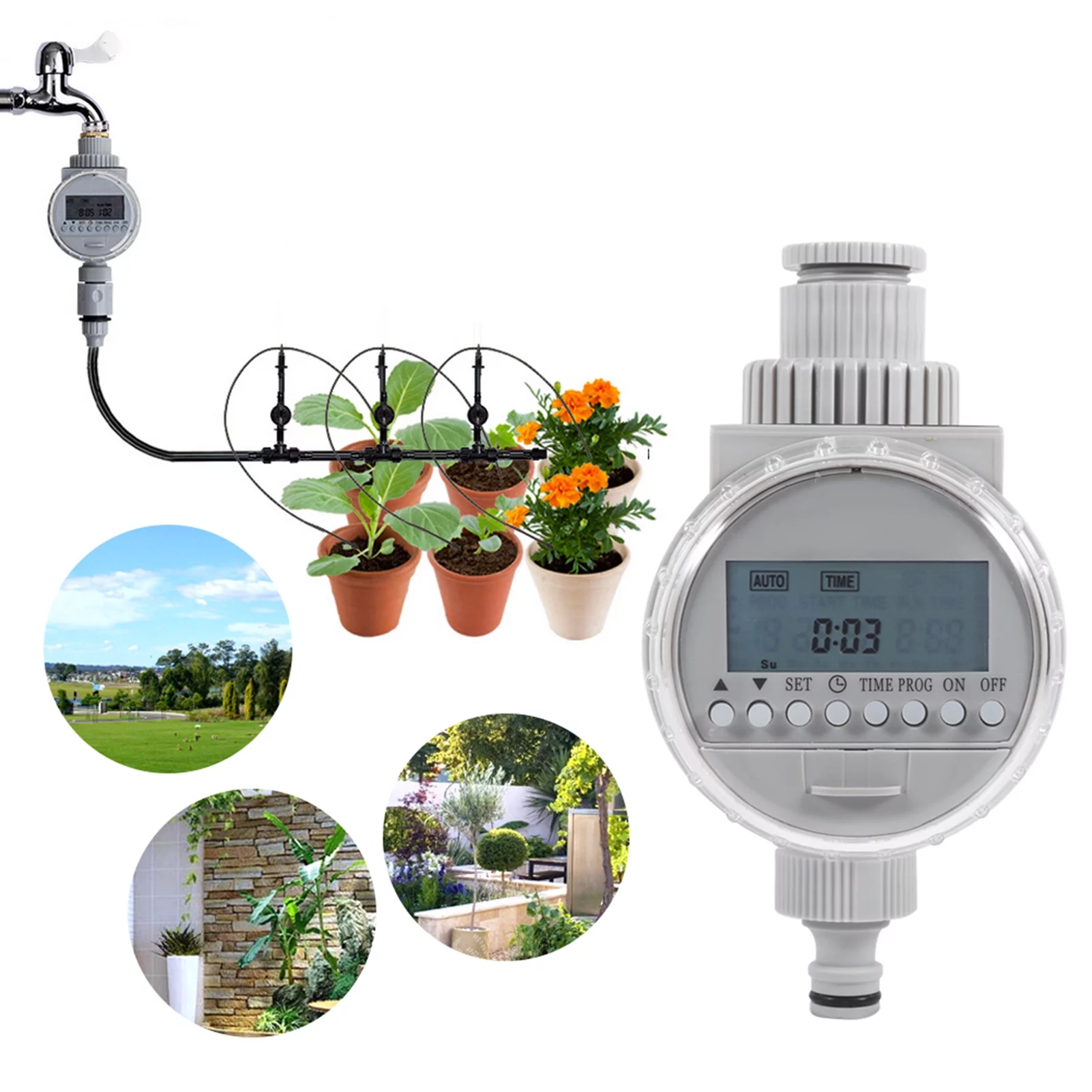 Ouitble Water Timer Garden 1Pc Solar Power Home Garden Auto Water Saving Irrigation Controller LCD Digital Watering Timer