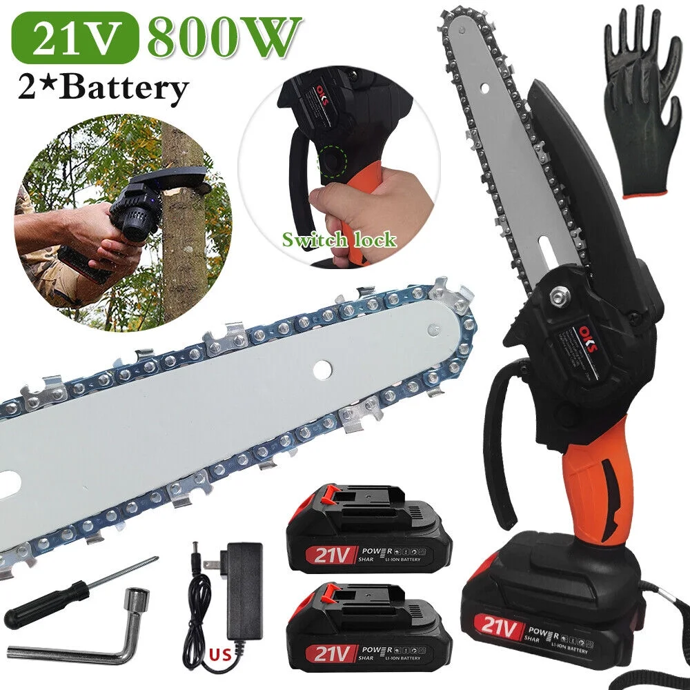 6"Mini Handheld Electric Chainsaw Cordless Chain Saw Wood Cutter Rechargeable