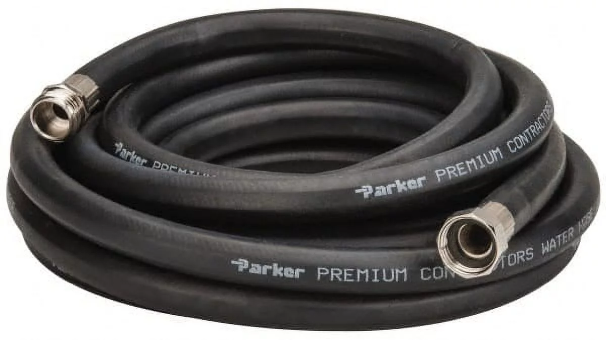 Parker PR5825 Black Contractor Water Hose Assembly: 125 psi, mGHT x fGHT, 25 feet Long