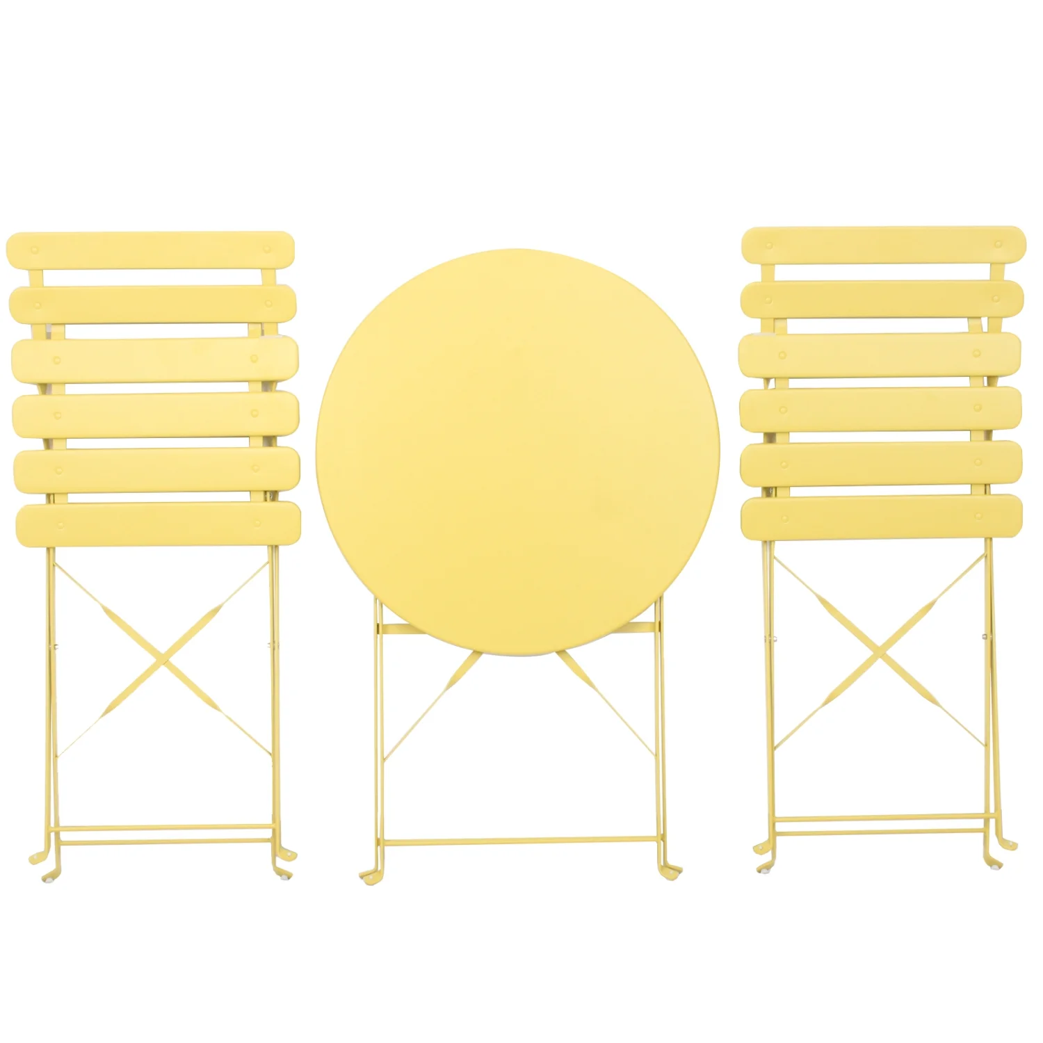 DremFaryoyo 3 Pieces Patio Bistro Balcony Metail Chair  Set-Yellow