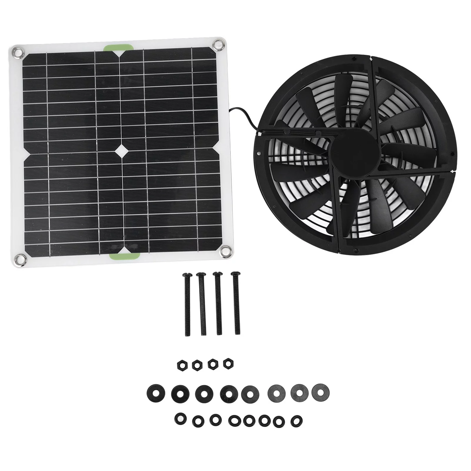 Solar Panel Fan Kit - 10in 100W Waterproof Solar Panel Round Ventilation Case Exhaust Fan for Chicken Coop Greenhouse Shed