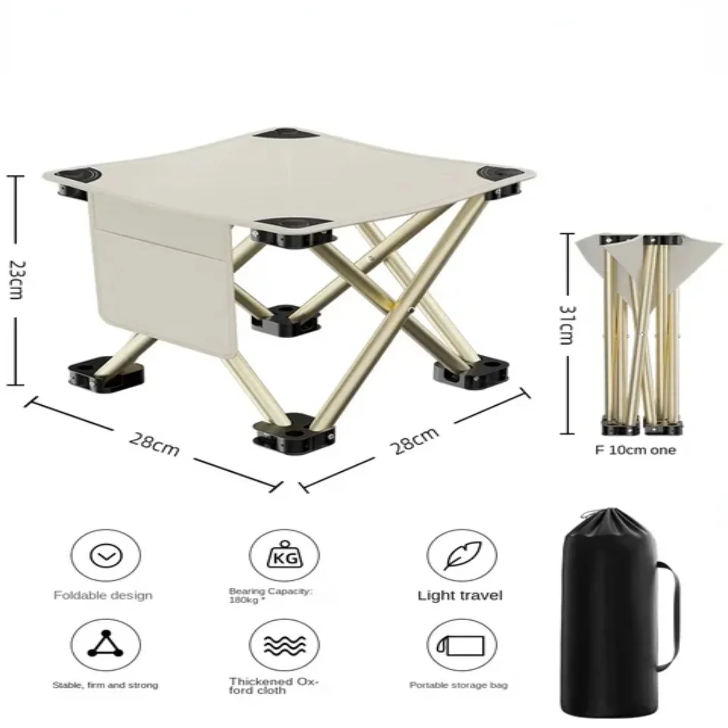 Portable and Ultra-Light Outdoor Stainless Steel Folding Stool for Camping  Picnic  Fishing  and Travel. Telescopic Small Bench for Maximum Comfort.