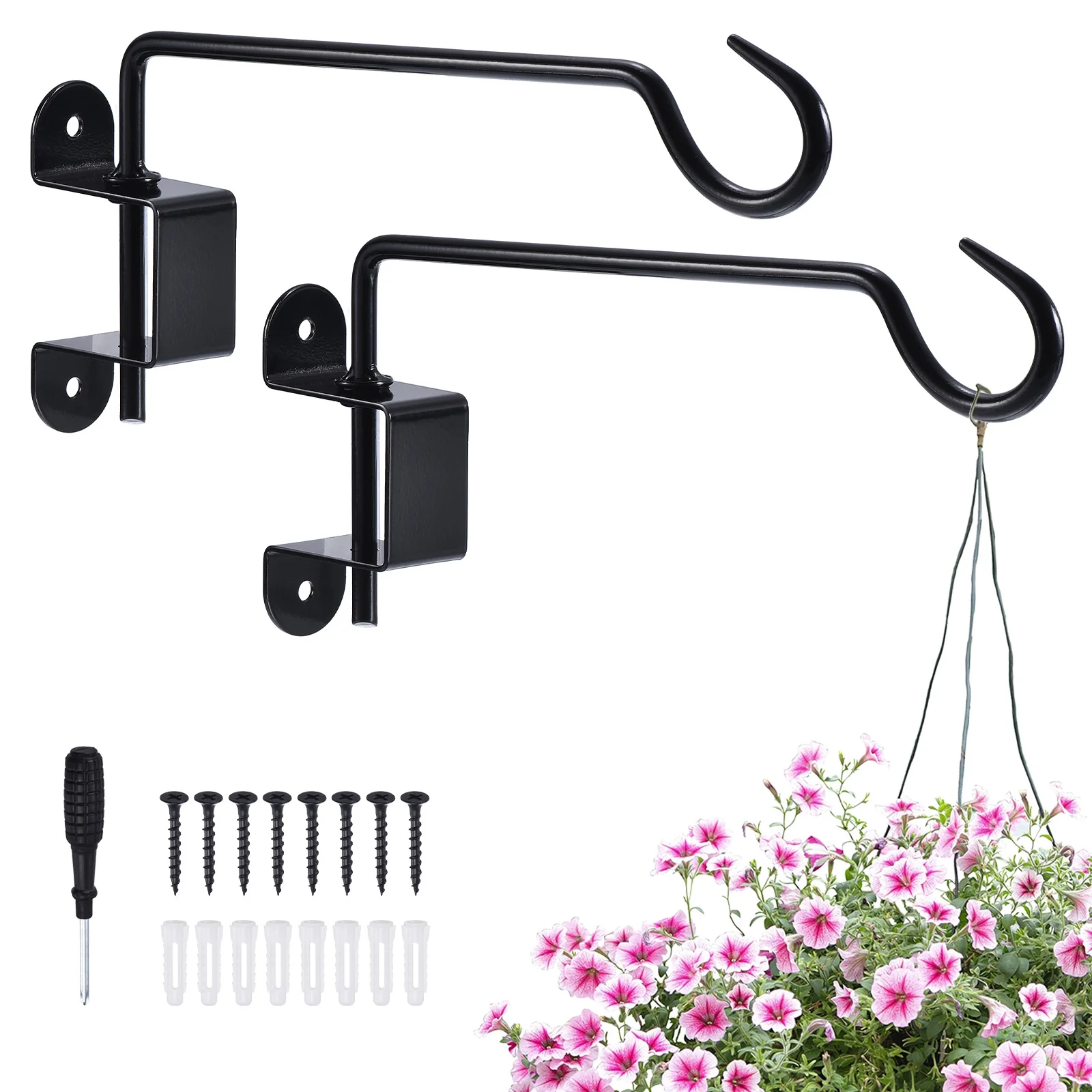 2 Pack 12 Inch Iron Swivel Hanging Plant Bracket Wall Mount for Hanging Bird Feeders, Wind Chimes