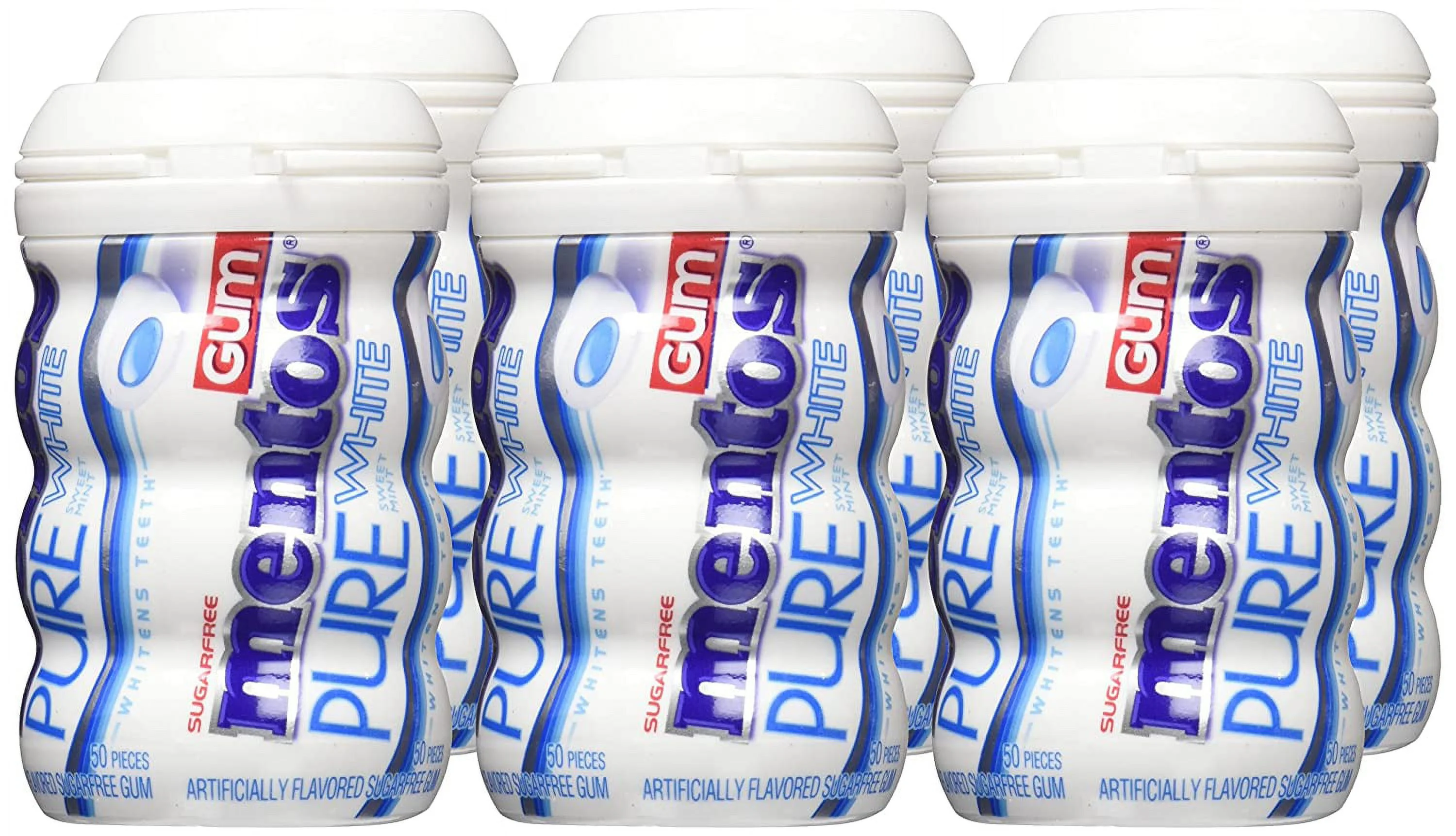 Pure White Sugar-Free Chewing Gum With Xylitol, Sweet Mint, Bulk, 50Piece Bottle (Pack Of 6)