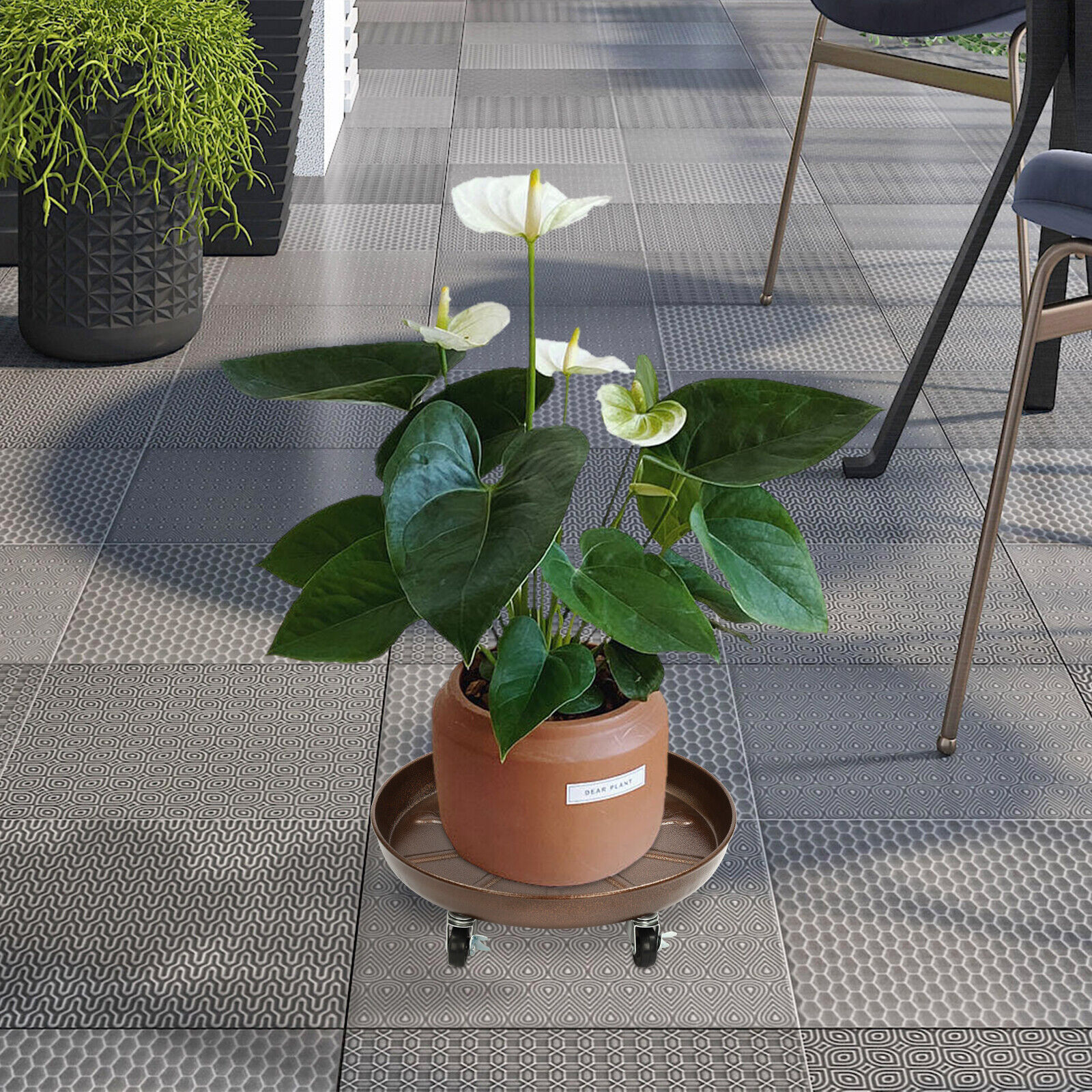 2 x Plant Stand Flowerpot Pot Trolley with Wheels Movable Flexible Plant Saucer +10* Universal Wheels