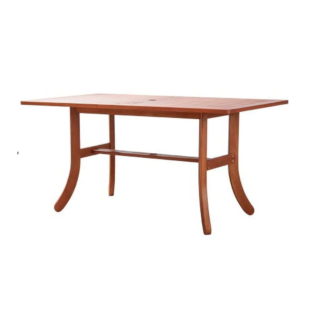 Buumin Kyrstin Reddish Brown Tropical Wood Patio Dining Table for 6 Seaters