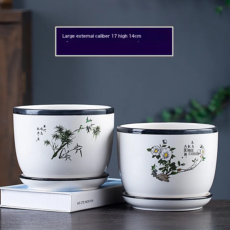 Flower Pot Ceramic Large Cartoons Green Dolo -Large Small Small Succession Plastic Flower Plant 303-Twinbird + Big Red Flower (2) Large Ceramic