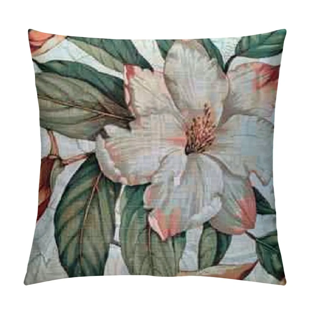 Magnolia Pillow Cover Floral Pillow Cover Southern Traditional Throw Pillow for Home