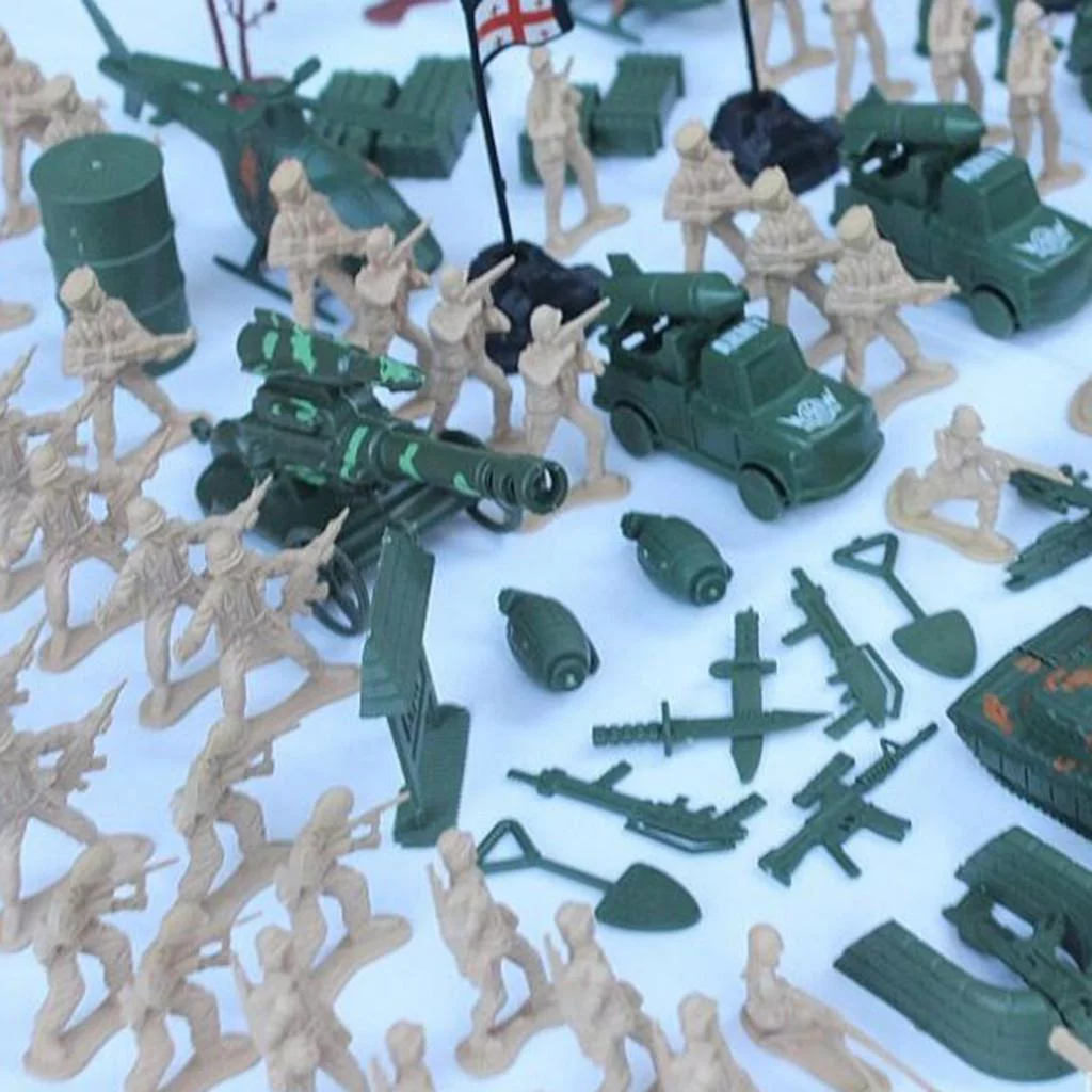 158pcs 5cm Men Soldiers Tank Miliatry Set Toy Figures Model Playset