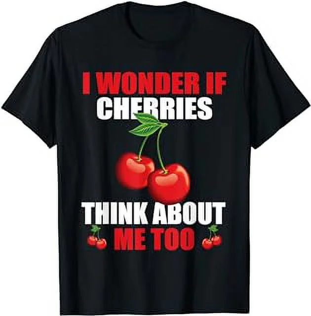 Funny Cherry Saying Cherries Lover - Camiseta de vestir, Negro, S
