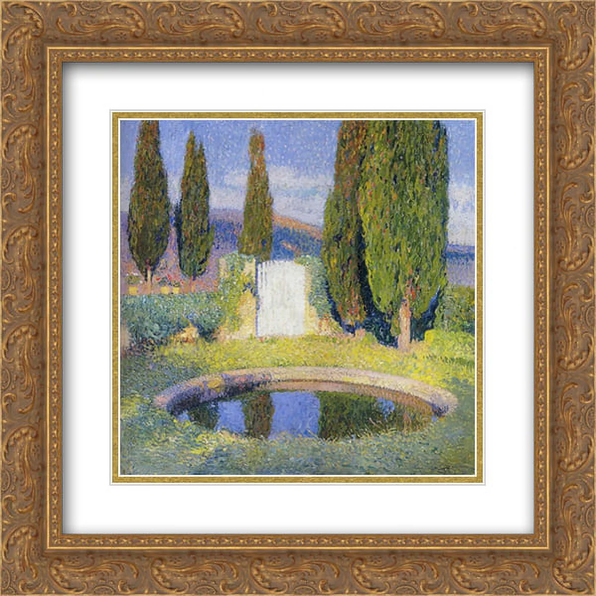 Henri Martin 2x Matted 20x20 Gold Ornate Framed Art Print 'Fountain'
