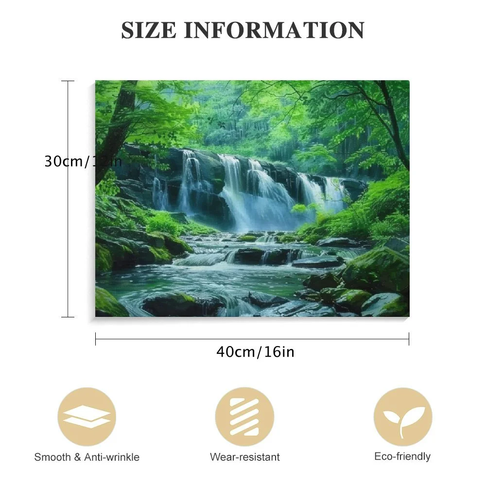 Nawypu Green Forest Canvas Wall Art Waterfall Pictures Wall Decor Green Nature Landscape Canvas Painting Calming Nature Scene Canvas Print Artwork for Living Room Office Home Wall Decoration