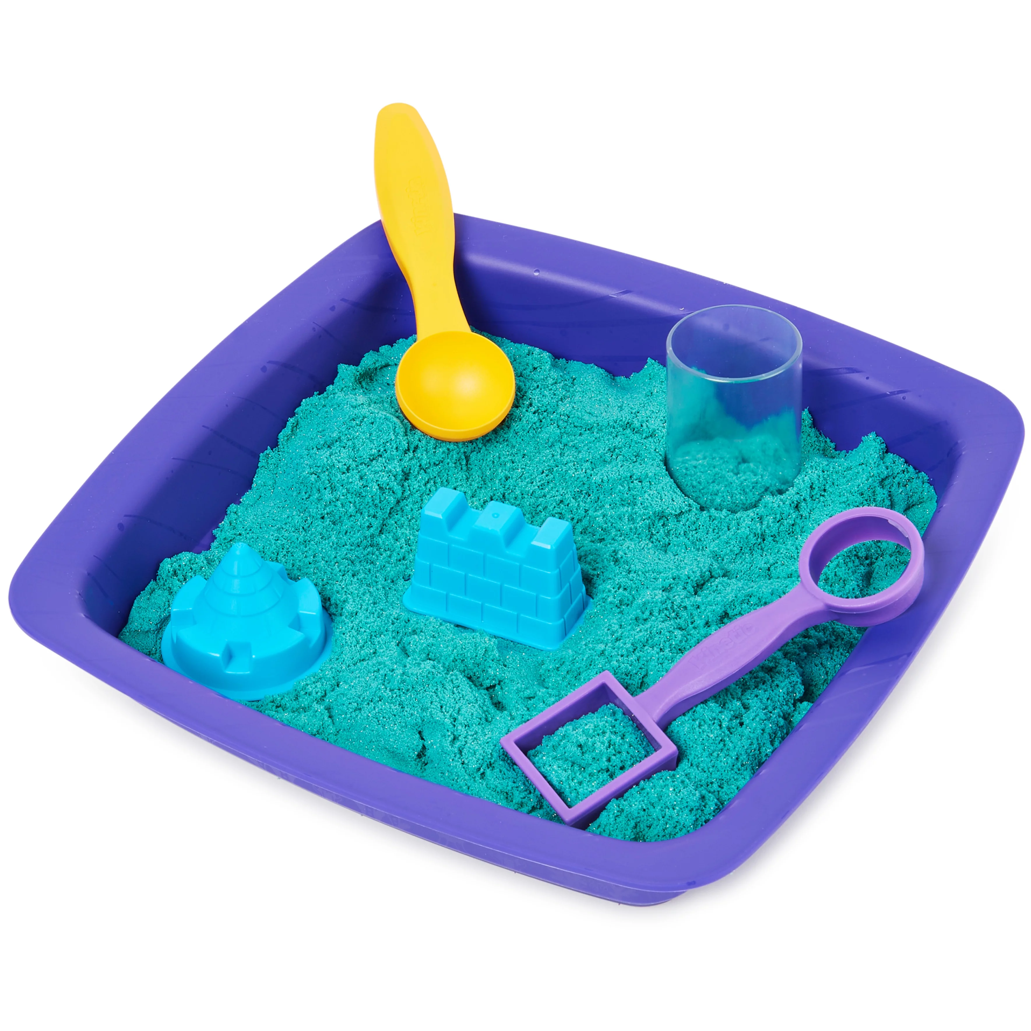 Kinetic Sand Sparkle Sandcastle Set w/ 1lb Teal Shimmer Kinetic Sand