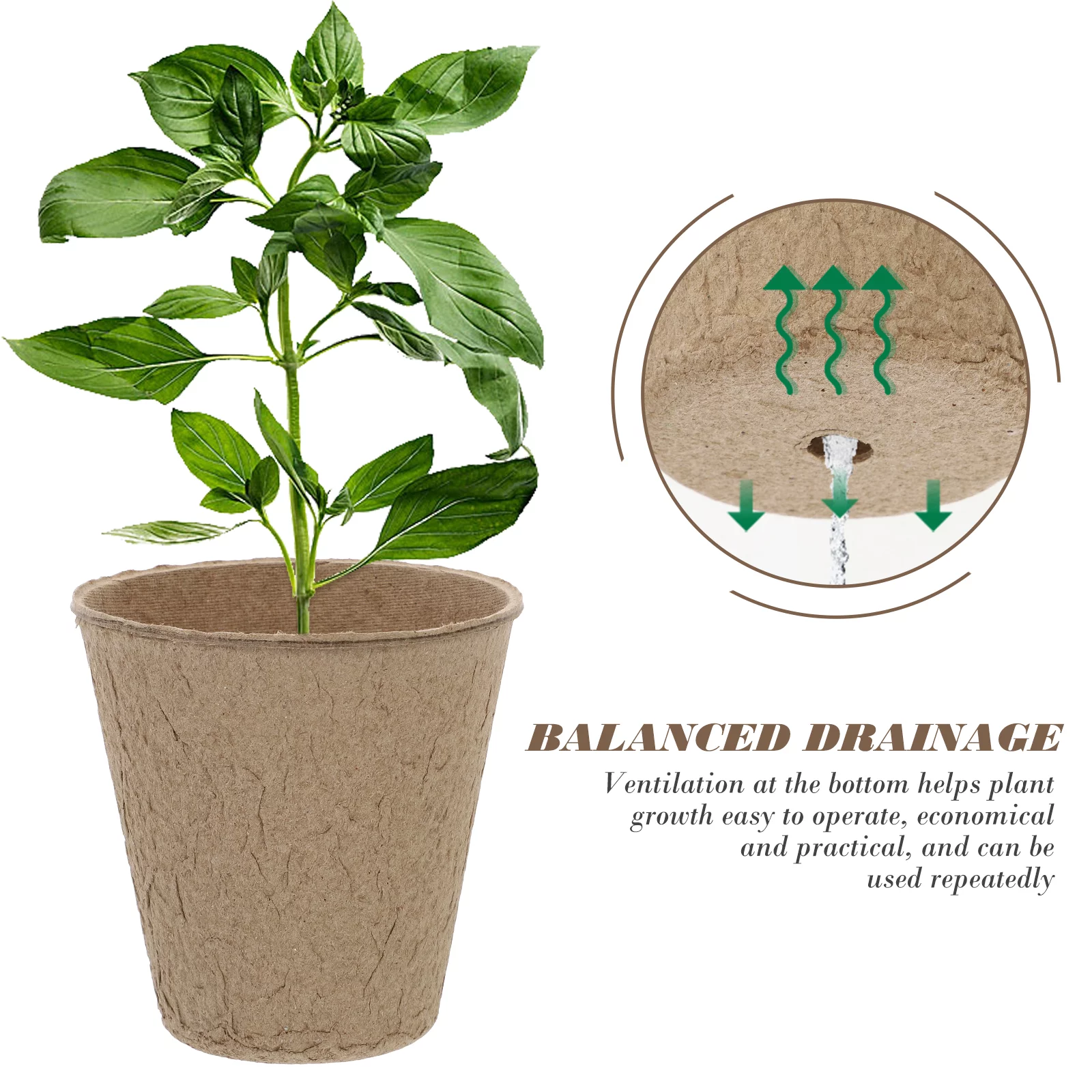 10pcs Planting Starter Paper Pots Biodegradable Flowerpots Garden Flower Pots