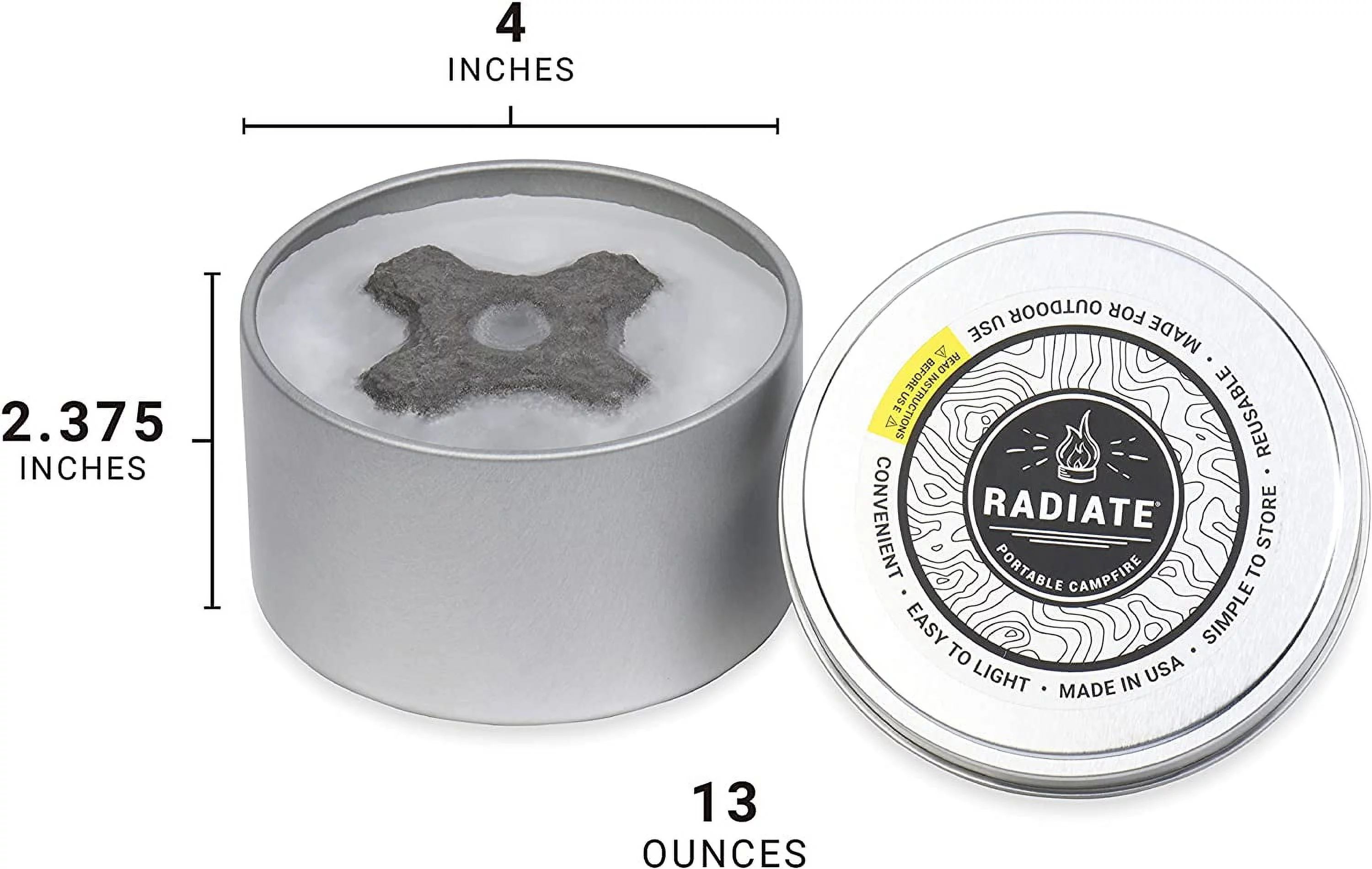 Radiate Mini Portable Campfire: The Original Go-Anywhere Outdoor Fire Pit | 3–5 Hours of Warmth and Burn Time (4 inch)