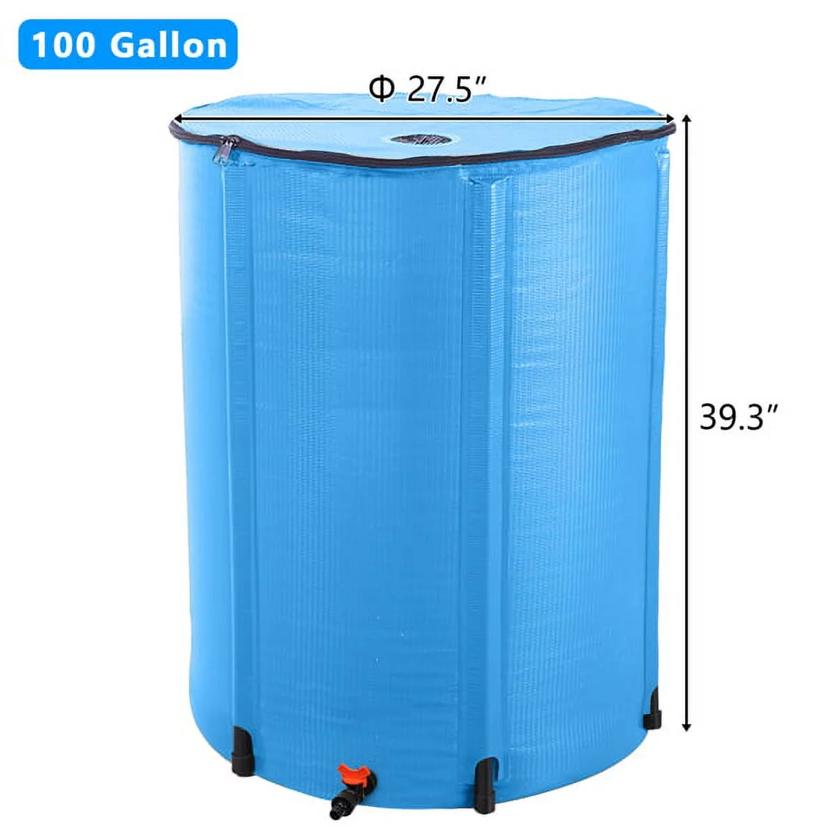 Fithood 100 Gallon Folding Rain Barrel Water Collector Blue