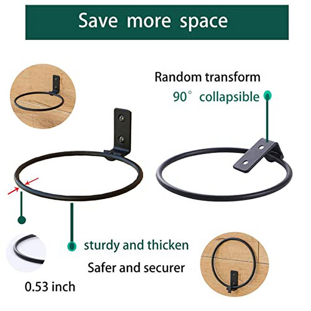 6 Inch Flower Pot Ring Holder，3 Pack Foldable Iron Flower Plant Hanger Wall Mount Hanging Plant Holders, Great for Pot Support/Dog Bowl Support Indoor and Outdoor Use