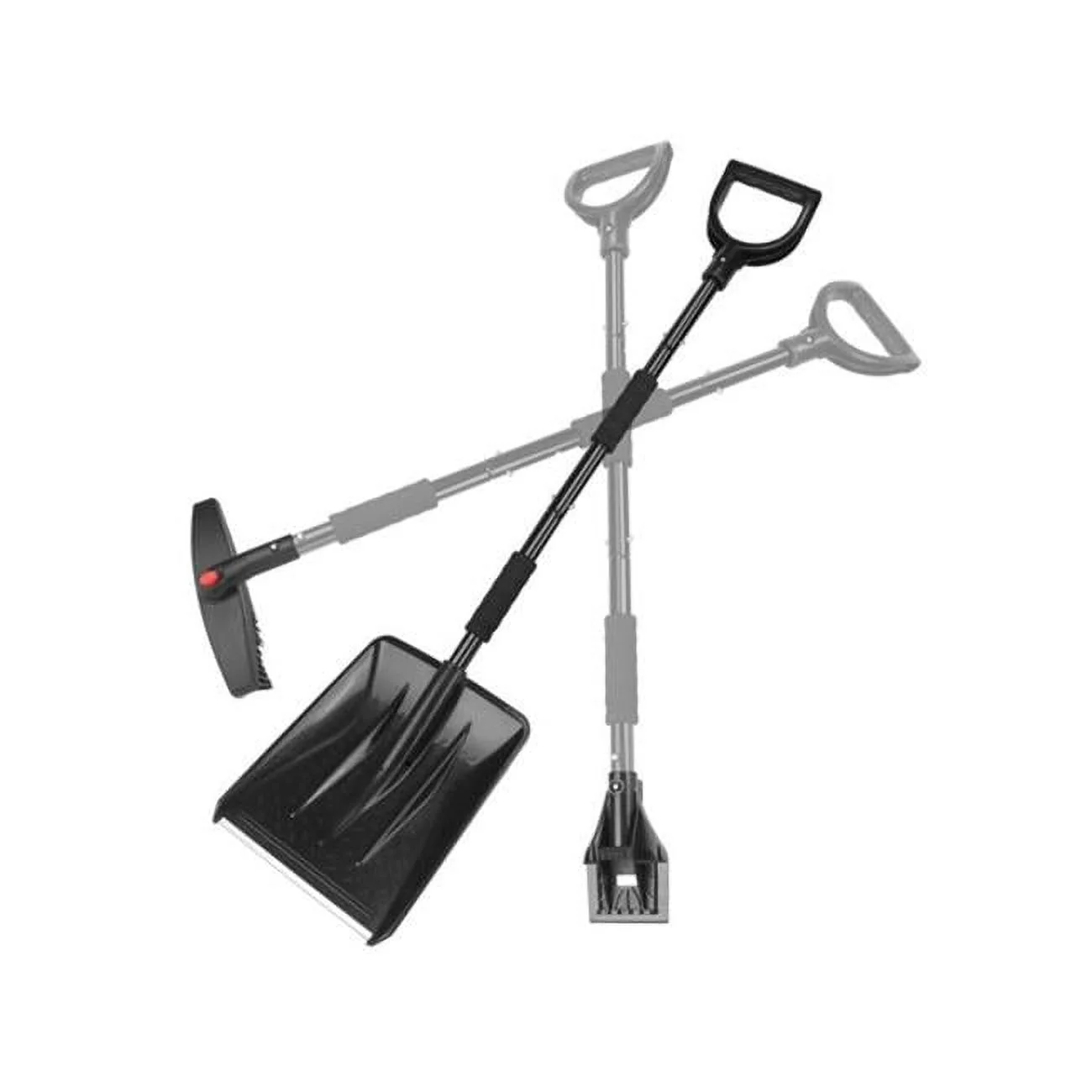 Fresh Fab Finds  3-in-1 Snow Shovel Kit Brush Ice Collapsible Design Snow Removal Scraper for Car Truck Camping Outdoor Activities, Black