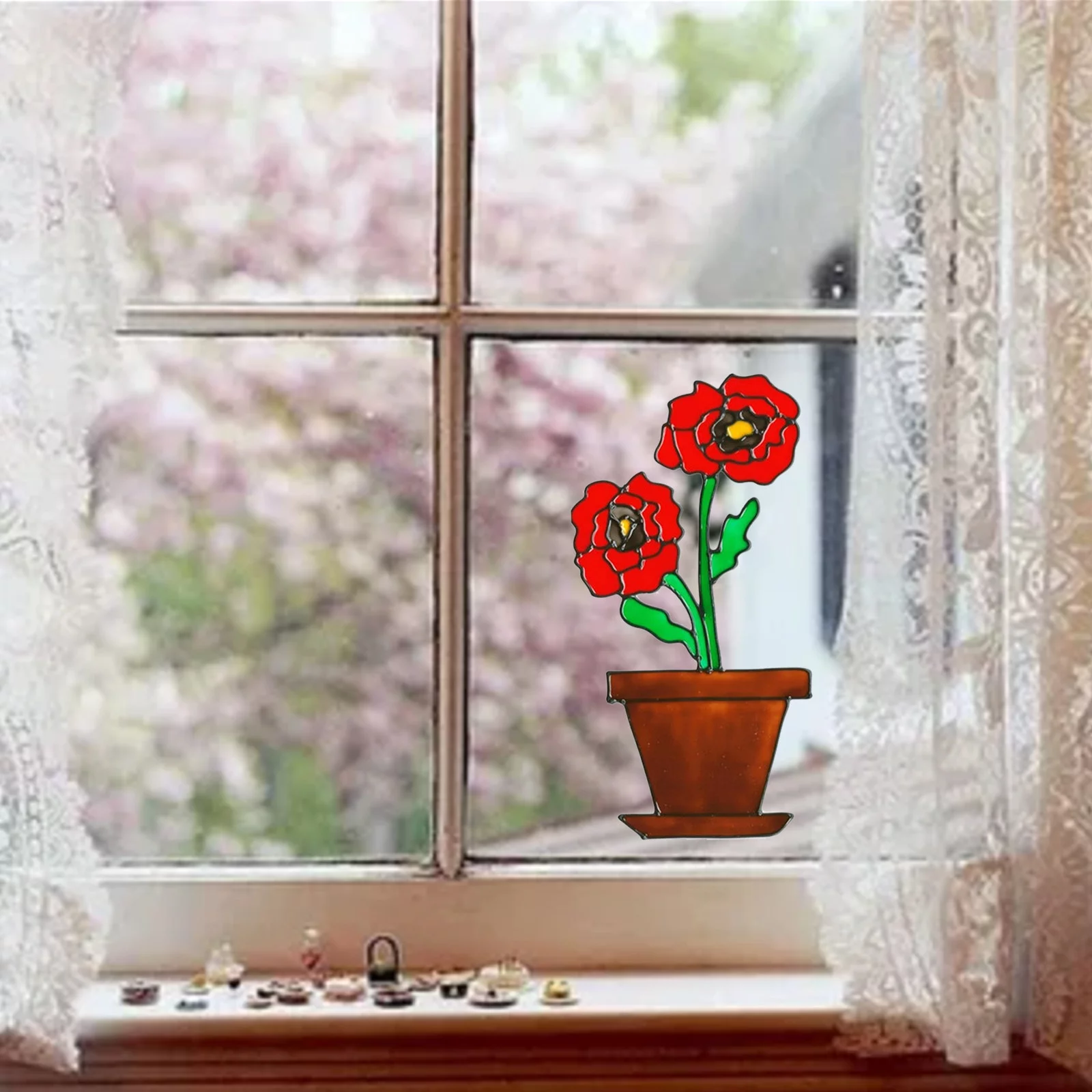 Lilies, Tulips & Daffodils Daisies Flower Pot Window Clings