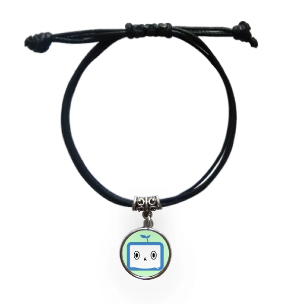 Saplings Lovely Small TV Happy Original Bracelet Leather Rope Wristband Black Jewelry