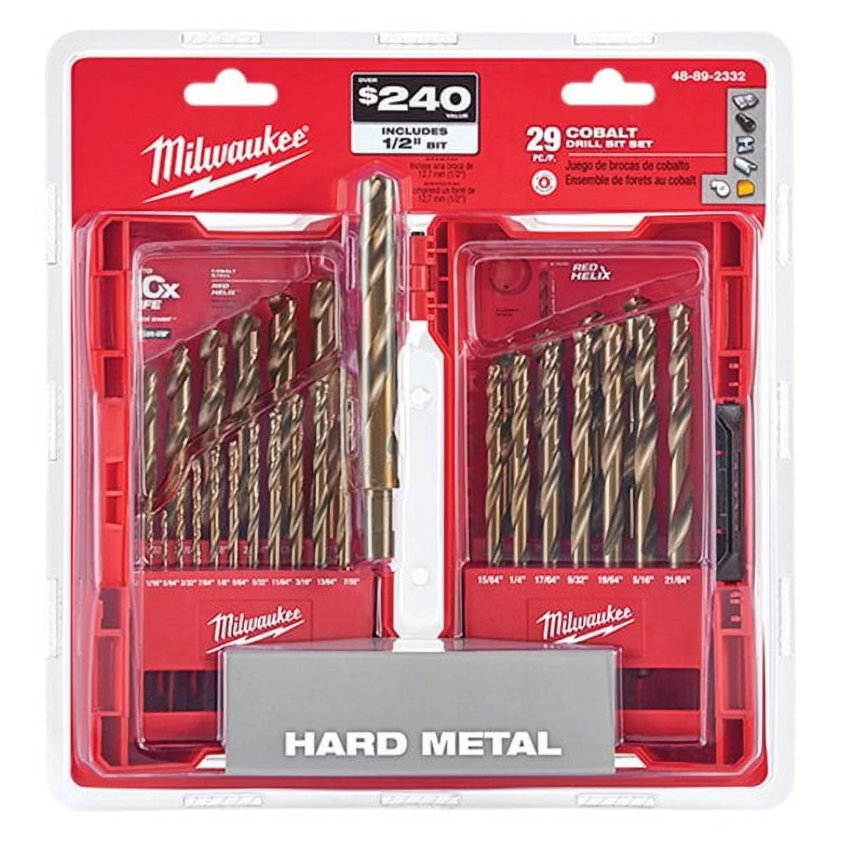 Milwaukee 48-89-2332 - 29-Piece RED HELIX Cobalt Fractional Drill Bit Set