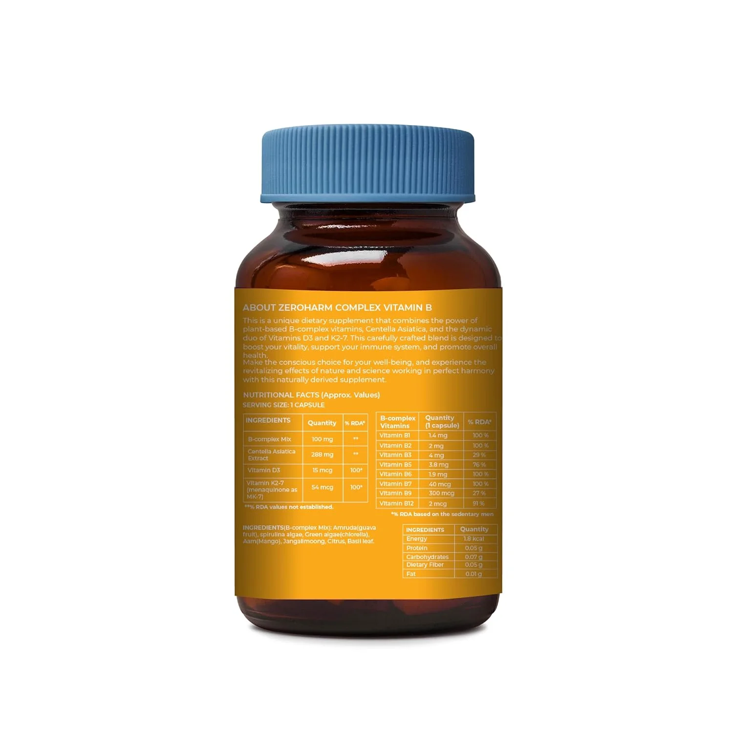 Remingo Vitamin B Complex with Vitamin D3, Vitamin K2 & Centella Asiatica with B1, B2, B3, B5, B6, B9 & Vitamin B12 |Improves hair, skin & nails | Improves Heart Health & Regulates Calcium | 60 Caps