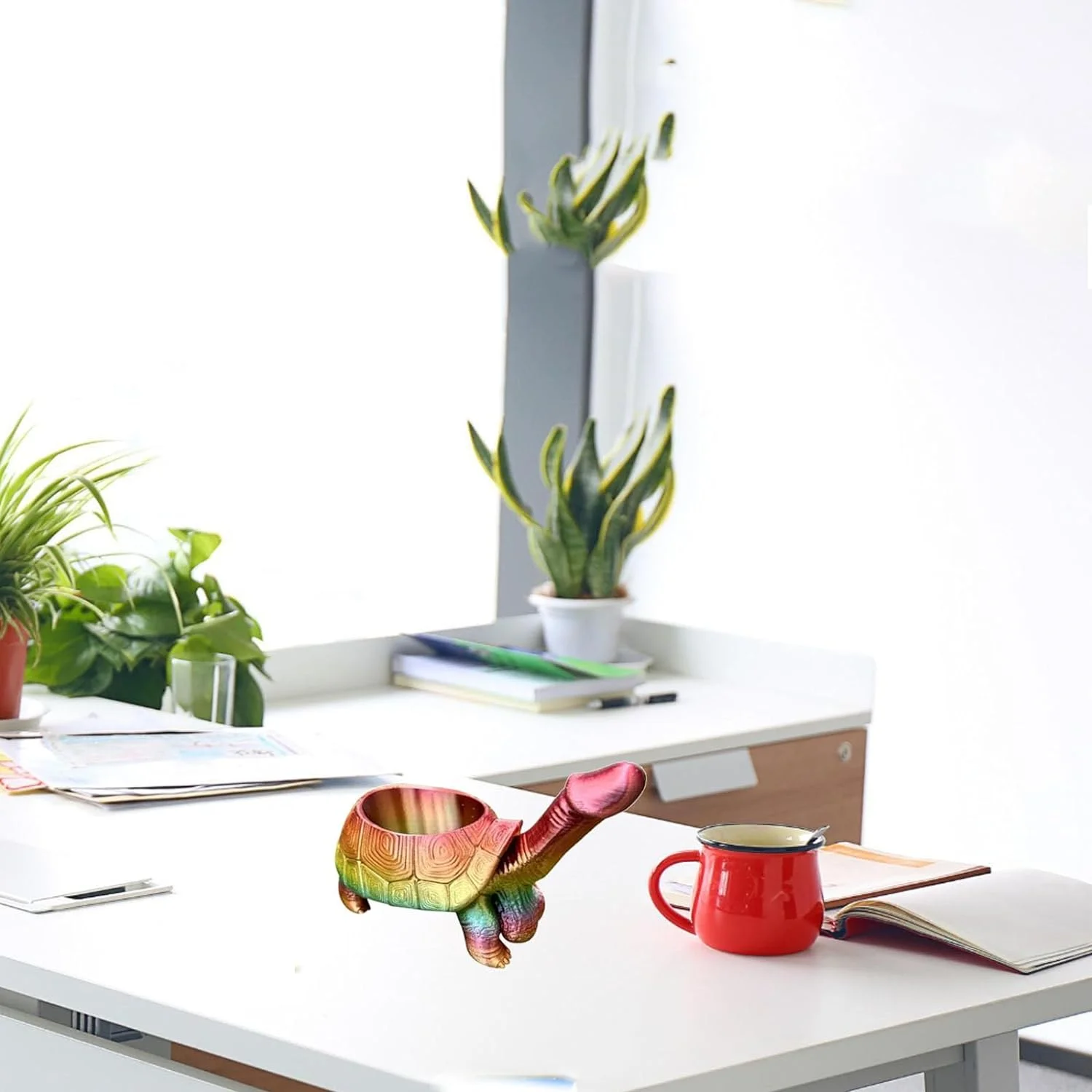 FeBohao 1Pcs Turtle Planter Turtle Flesh Planter Turtle Statue Turtle Gift Fun Planter