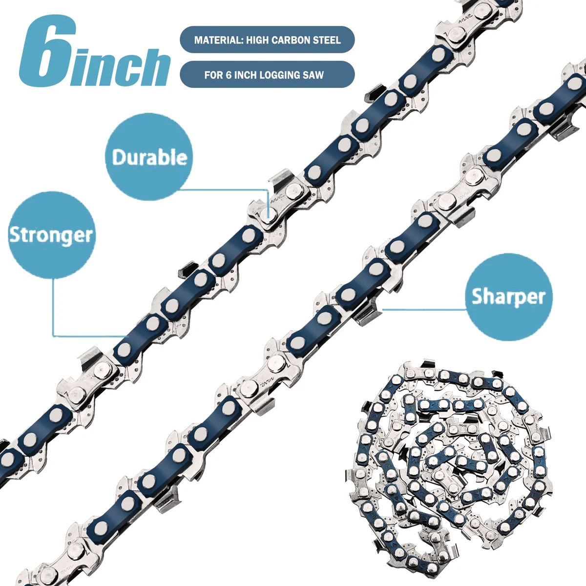 Saw Chain, 37 Teeth Durable High Carbon Steel For 6 inch Mini Electric Chainsaw Woodworking Cutter One-Hand