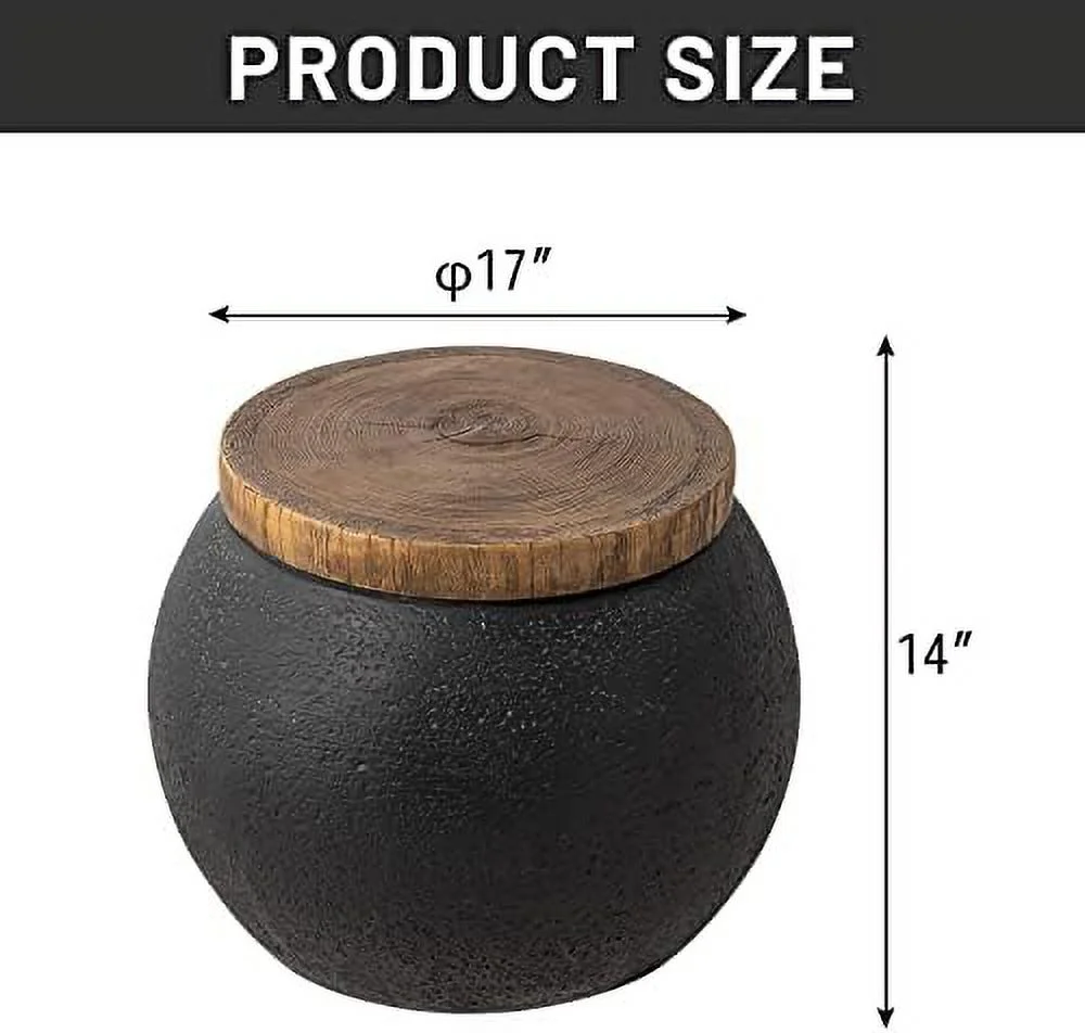 YPADLBC Decorative   Hourglass Concrete End  with Faux Wooden Desktop   Stool  Plant Stool for Patio Garden