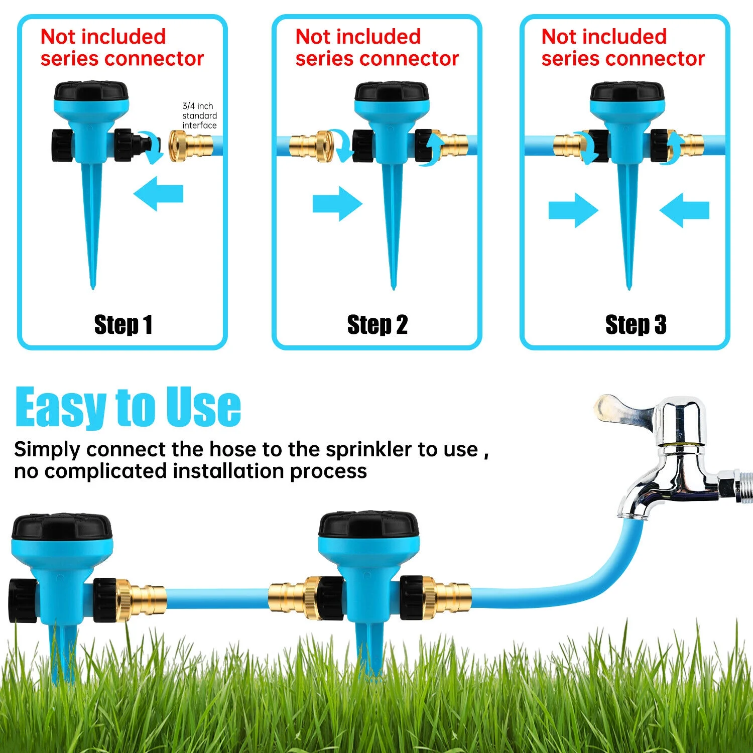 Garden Lawn Sprinkler 3Auto Spray Grass Watering Irrigation System Patio Yard