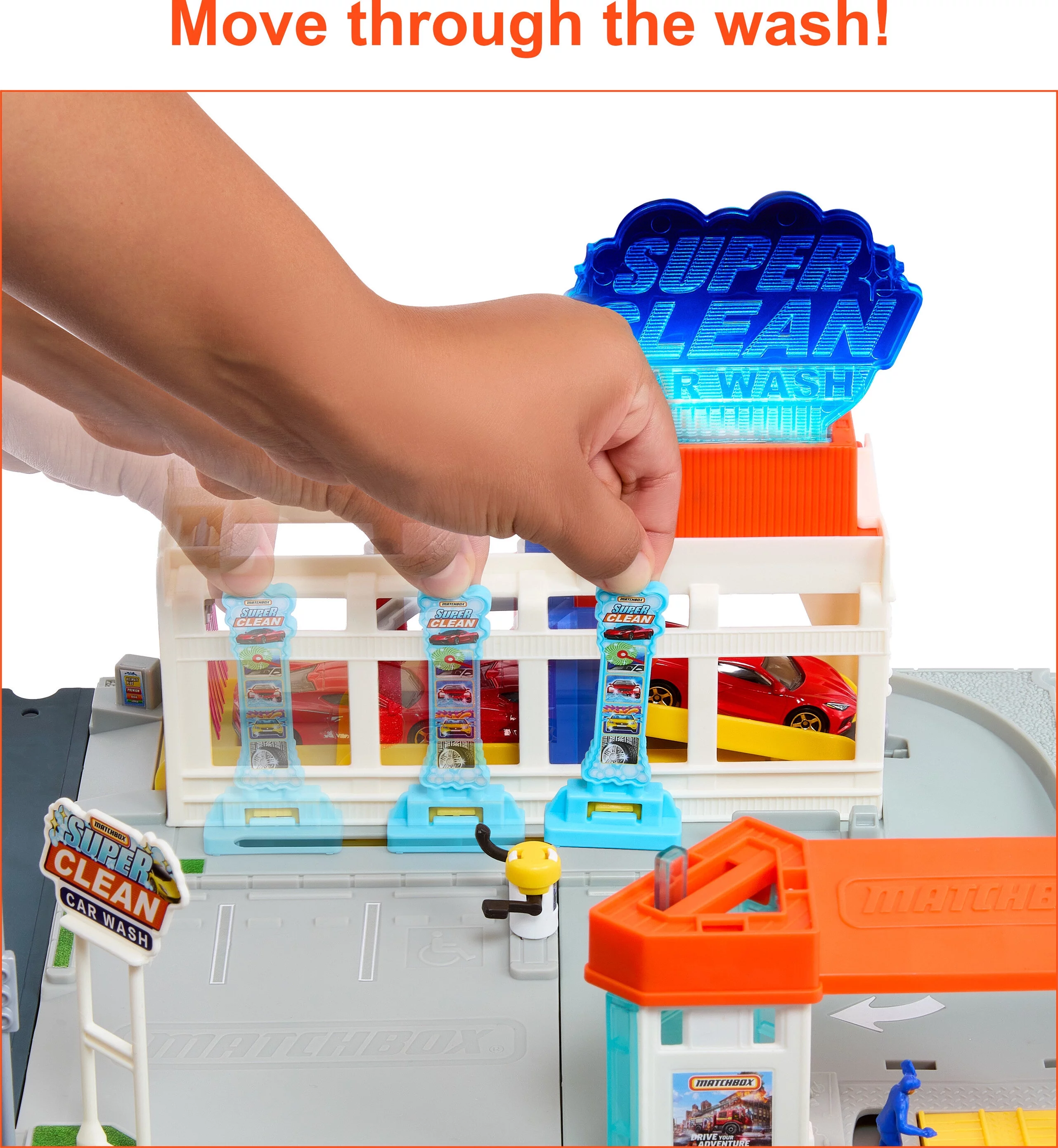 Matchbox Cars Playsets, Super Clean Carwash with 1 Matchbox Car