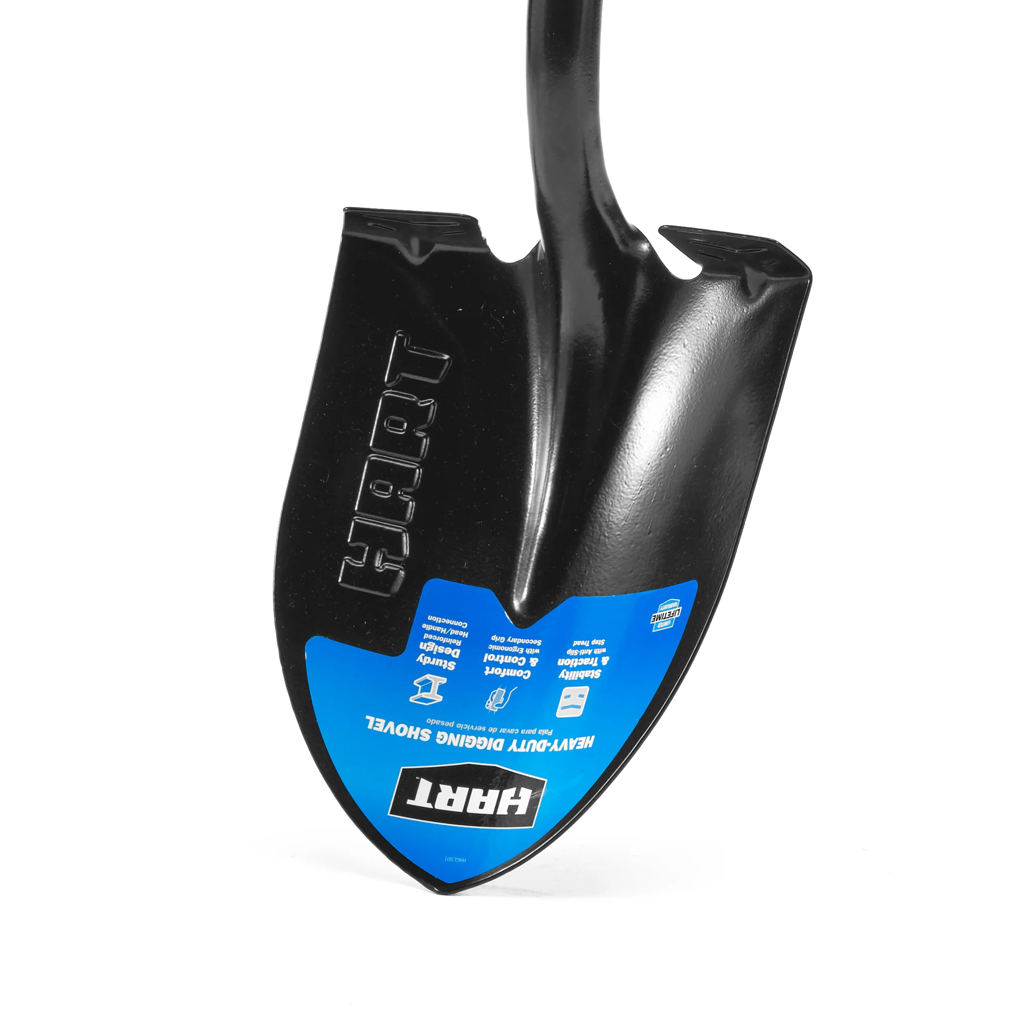 HART Heavy-Duty Steel Digging Shovel with Fiberglass Handle and Anti Slip Step Tread