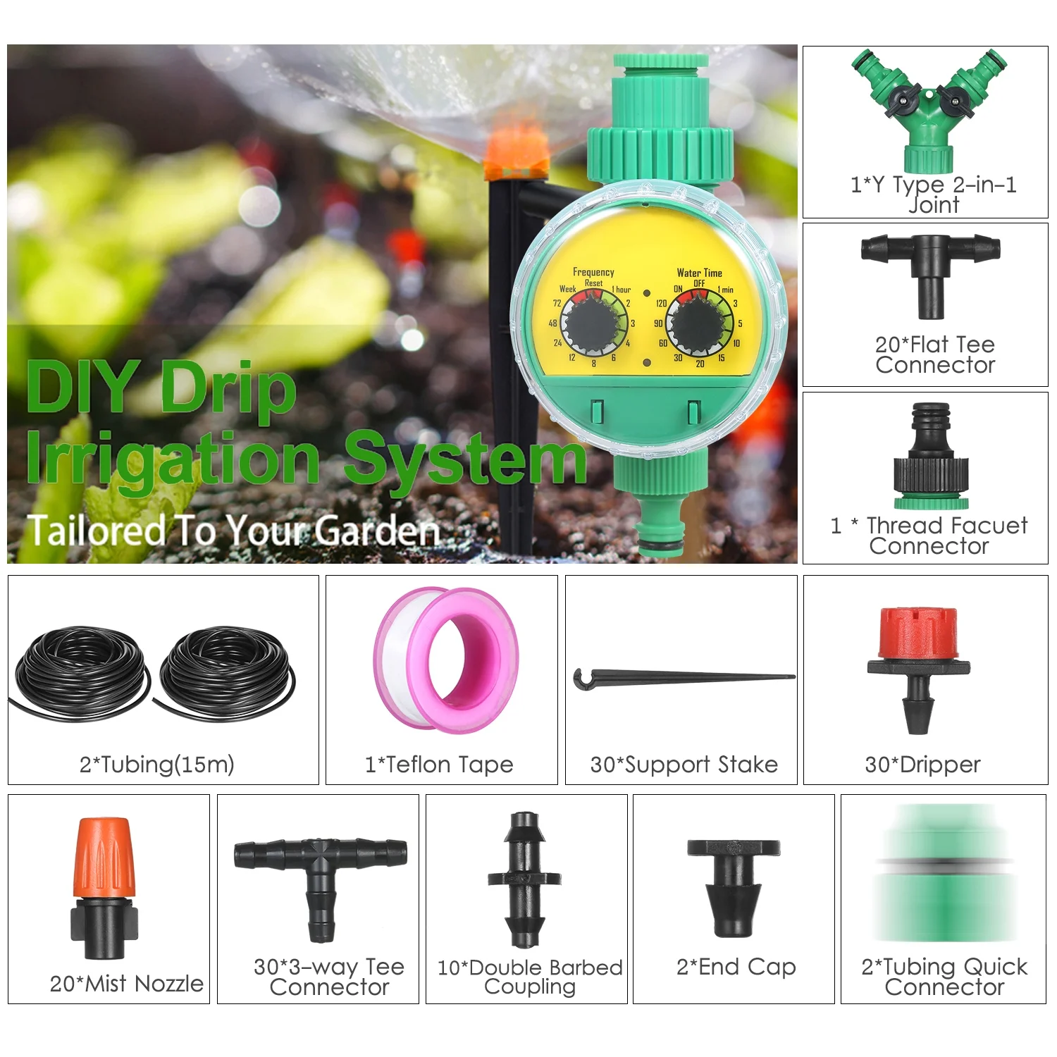 Irrigation Kit,Kit Diy With Nozzles Misters Drippers Meters Lawn Patio Drip Kit Drippers 30 Meters Diy With Nozzles Plant 30 Meters Lawn Rookin Buzhi 20/27mm Diameter Of Dsfen Kit With With