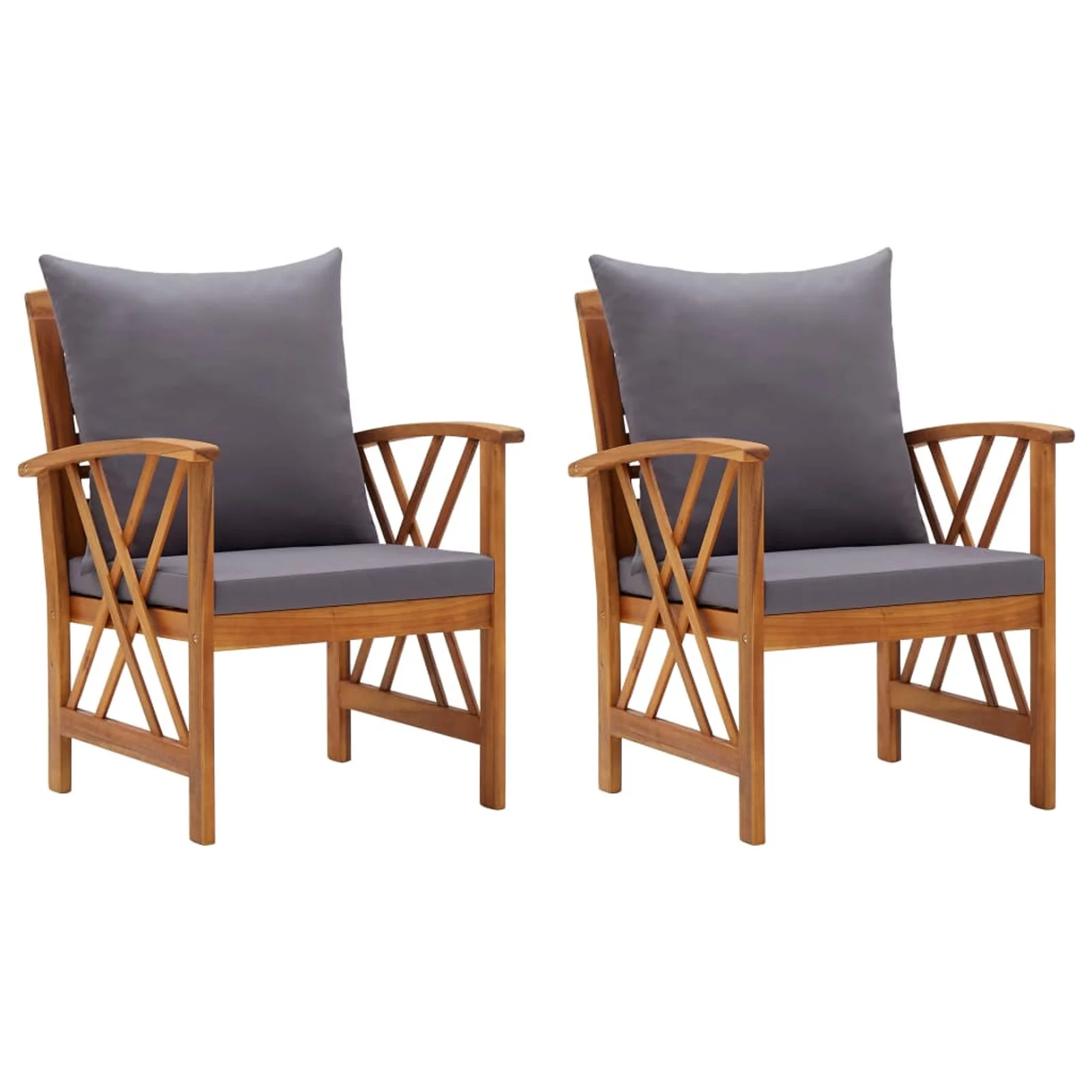 Andoer Garden Chairs with Cushions 2 pcs Solid Acacia Wood
