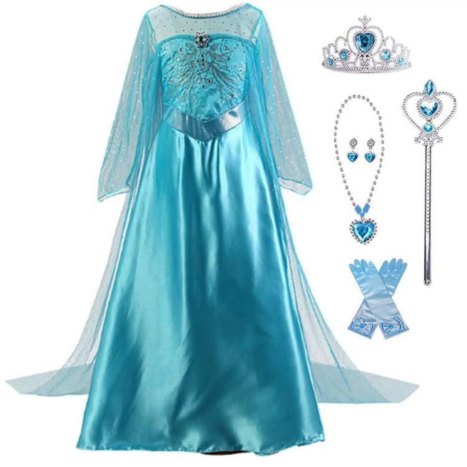 Buscarna Girl's Princess Dress Queen Costume Cosplay Dress Up with Accessories