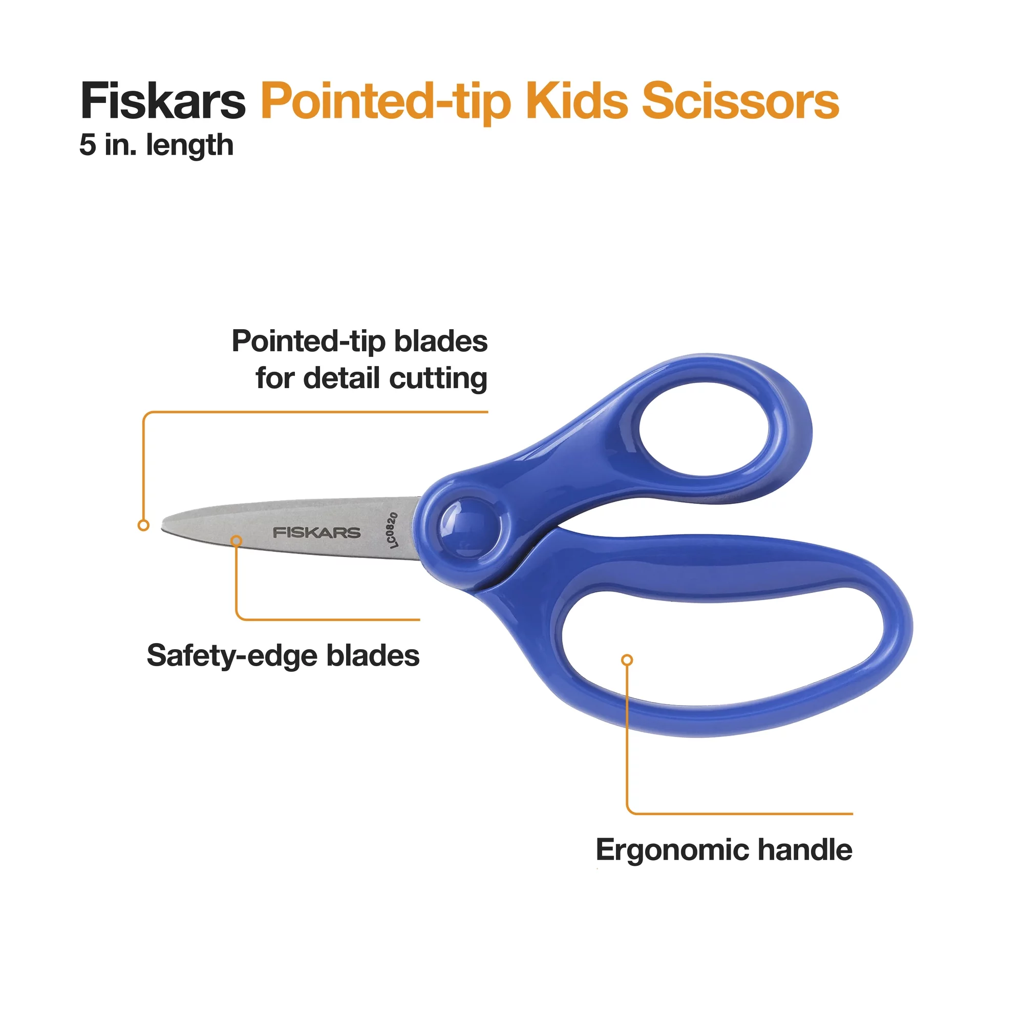 Fiskars Pointed-Tip Kids Scissor, 5 inch, Blue