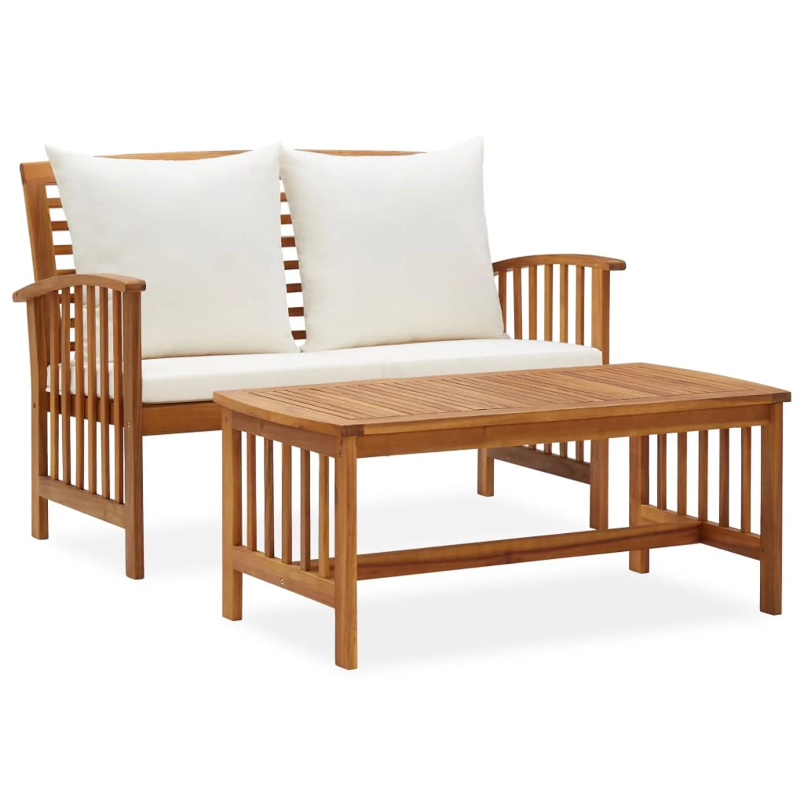 Walmeck 2 Piece Patio Set with Cushions Solid Acacia Wood
