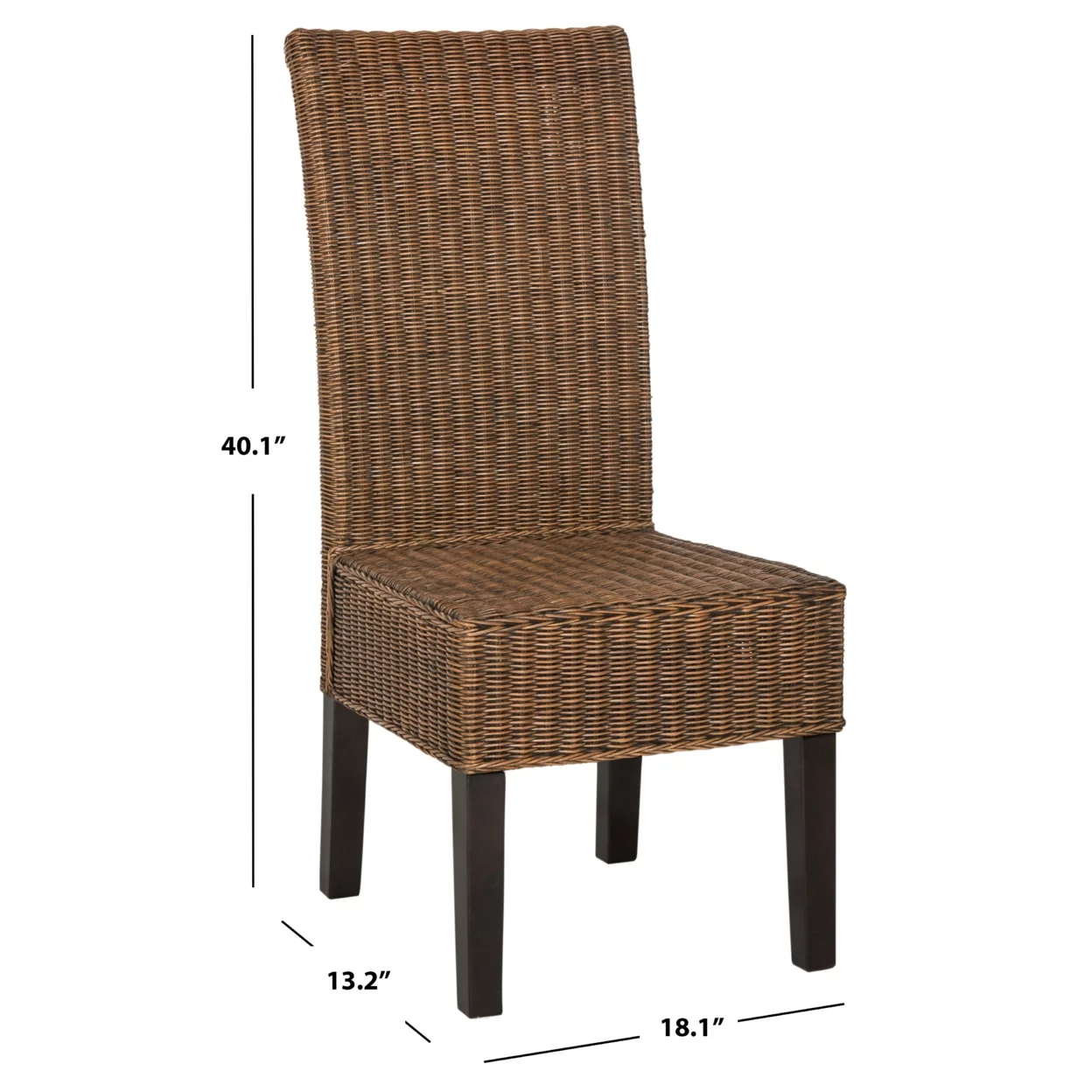 SAFAVIEH Arjun 18''H Wicker Dining Chair Brown/ Multi