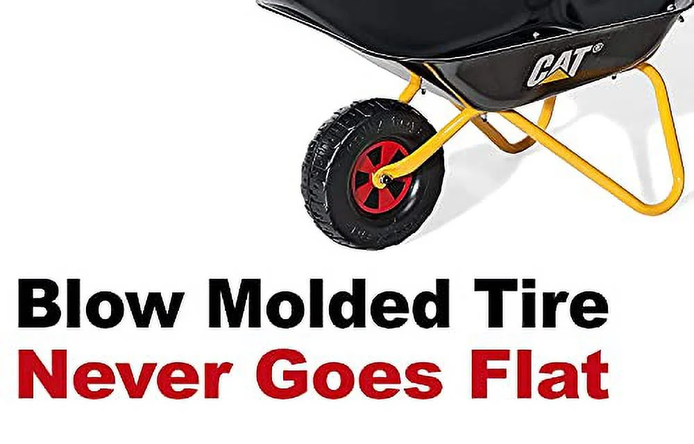 Rolly CAT Kids Wheelbarrow Ride On - Rust-Resistant Seamless Steel Tub with Rubber Hand Grips