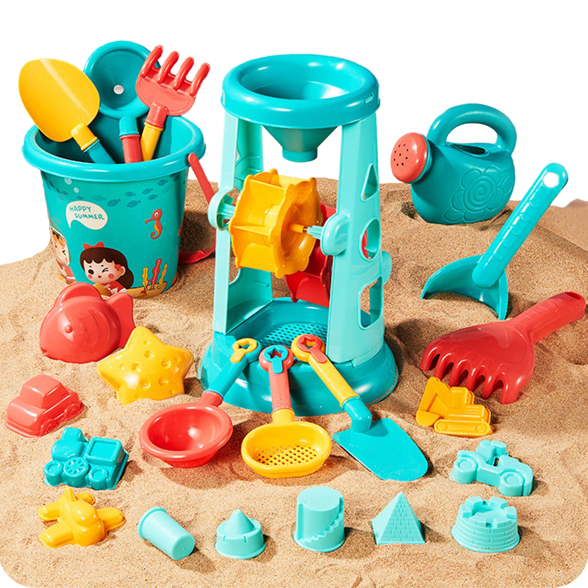 Kidsol 23 Pcs Beach Toys Set,Seaside Children's Beach Bucket Shovel Beach Play Sand Digging Tools