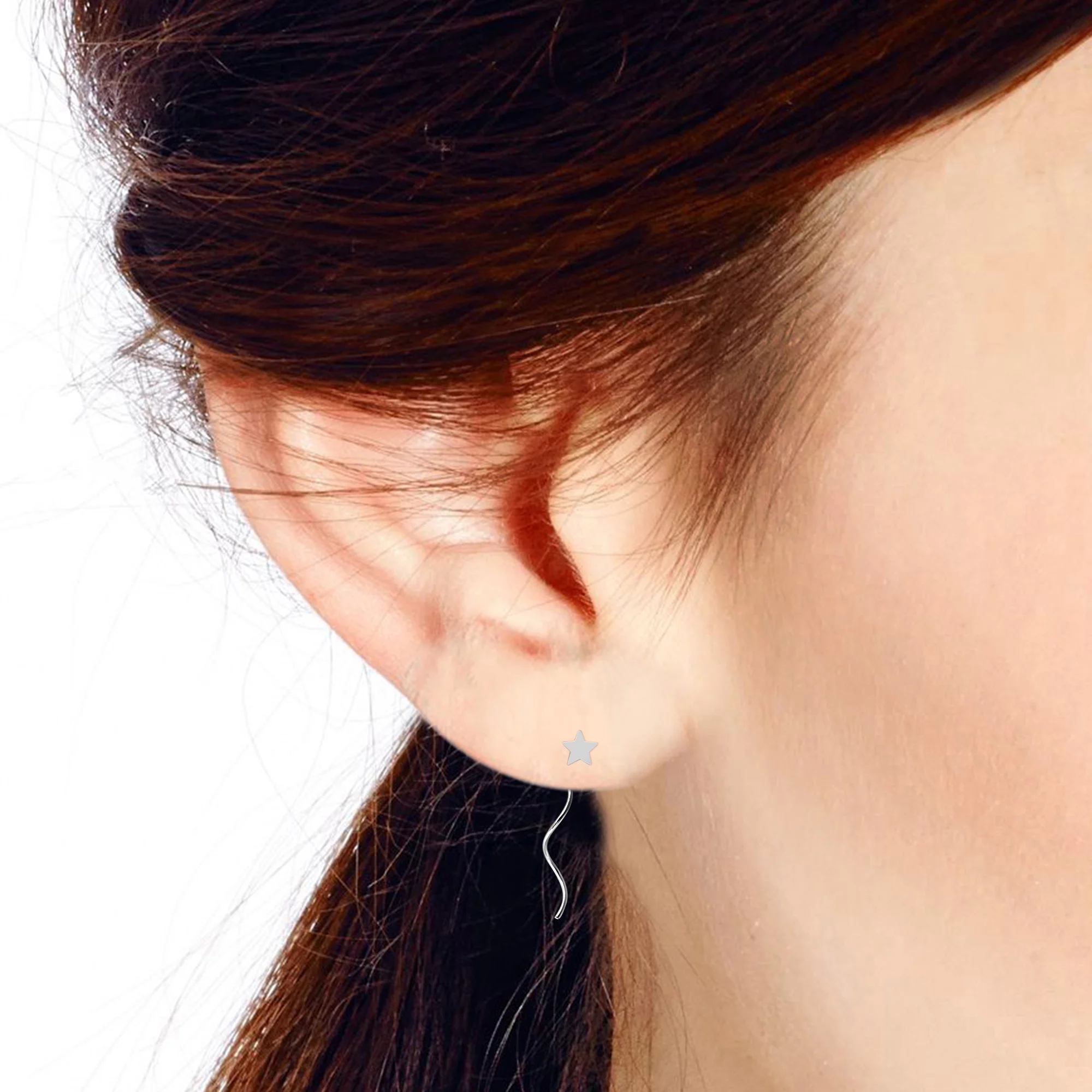 Unique Spiraling Stars Sterling Silver Slide-Through Earrings